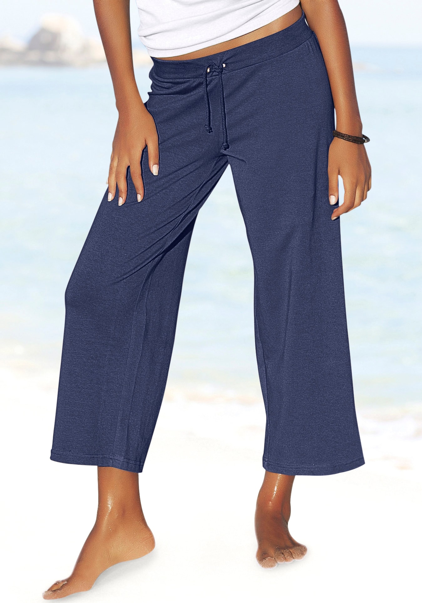 Beachtime 7/8-Strandhose, aus weichem Jersey, Wide-Leg, Jogginghose, Relaxhose