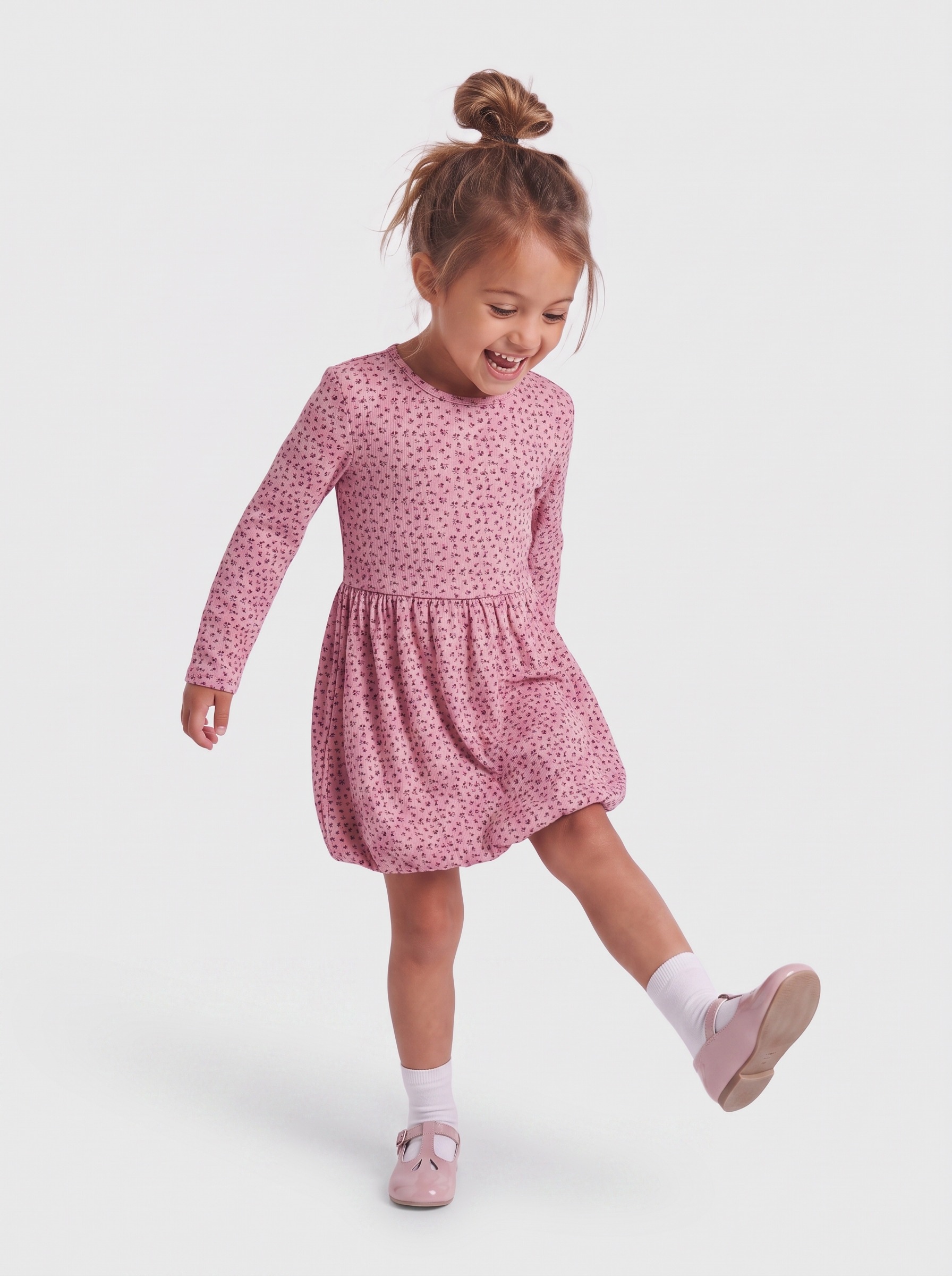 KIDS ONLY Minikleid "KMGTRINNY LIFE AOP LS BAL DRESS JRS NOOS" Baumwollmischung, regular fit