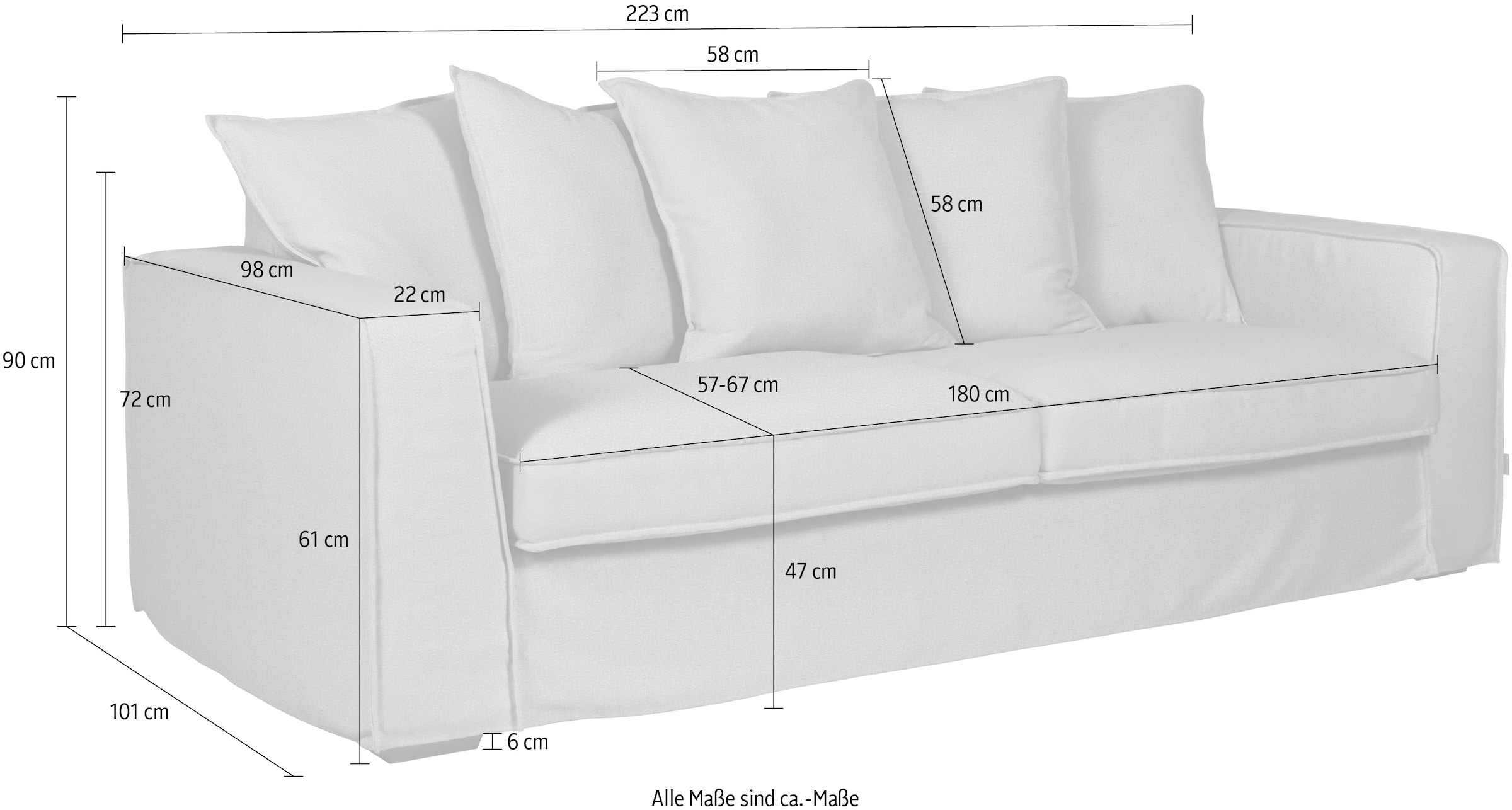 furninova 2,5-Sitzer »Montego Night«, inklusive 5 Rückenkissen, abnehmbarer und waschbarer Hussenbezug
