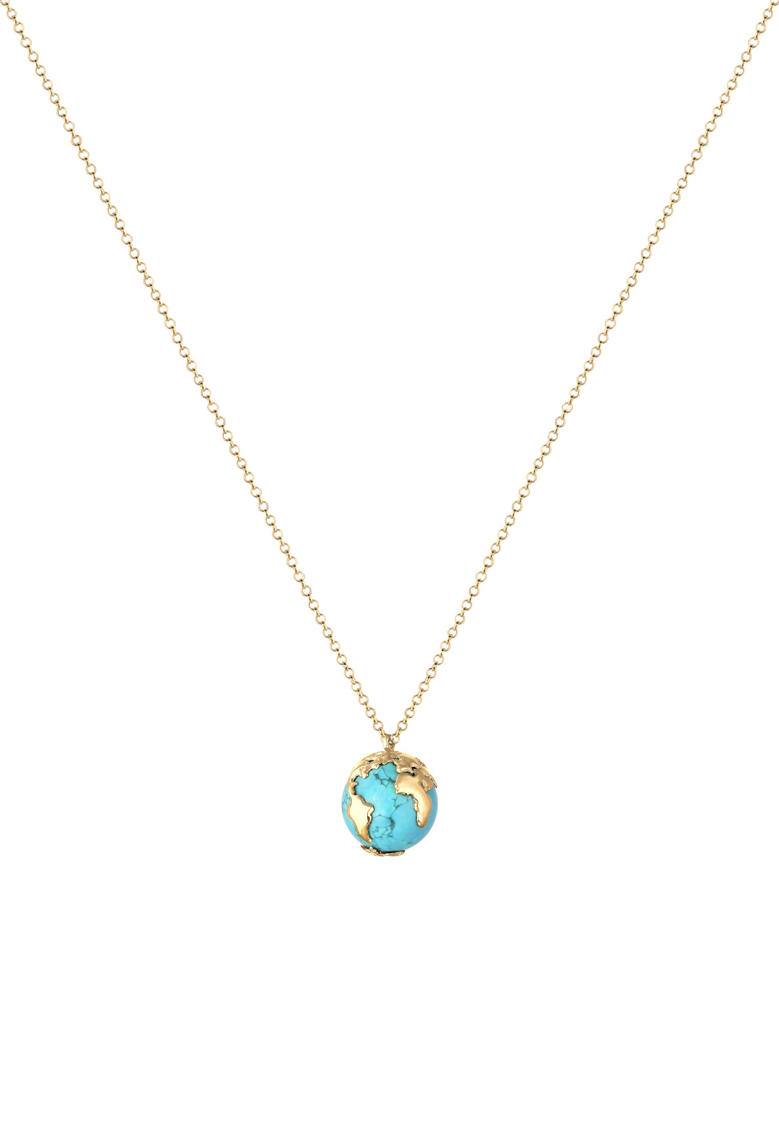 Elli Kette mit Anhänger »Globus Synthetischer Türkis 925 Sterling Silber«