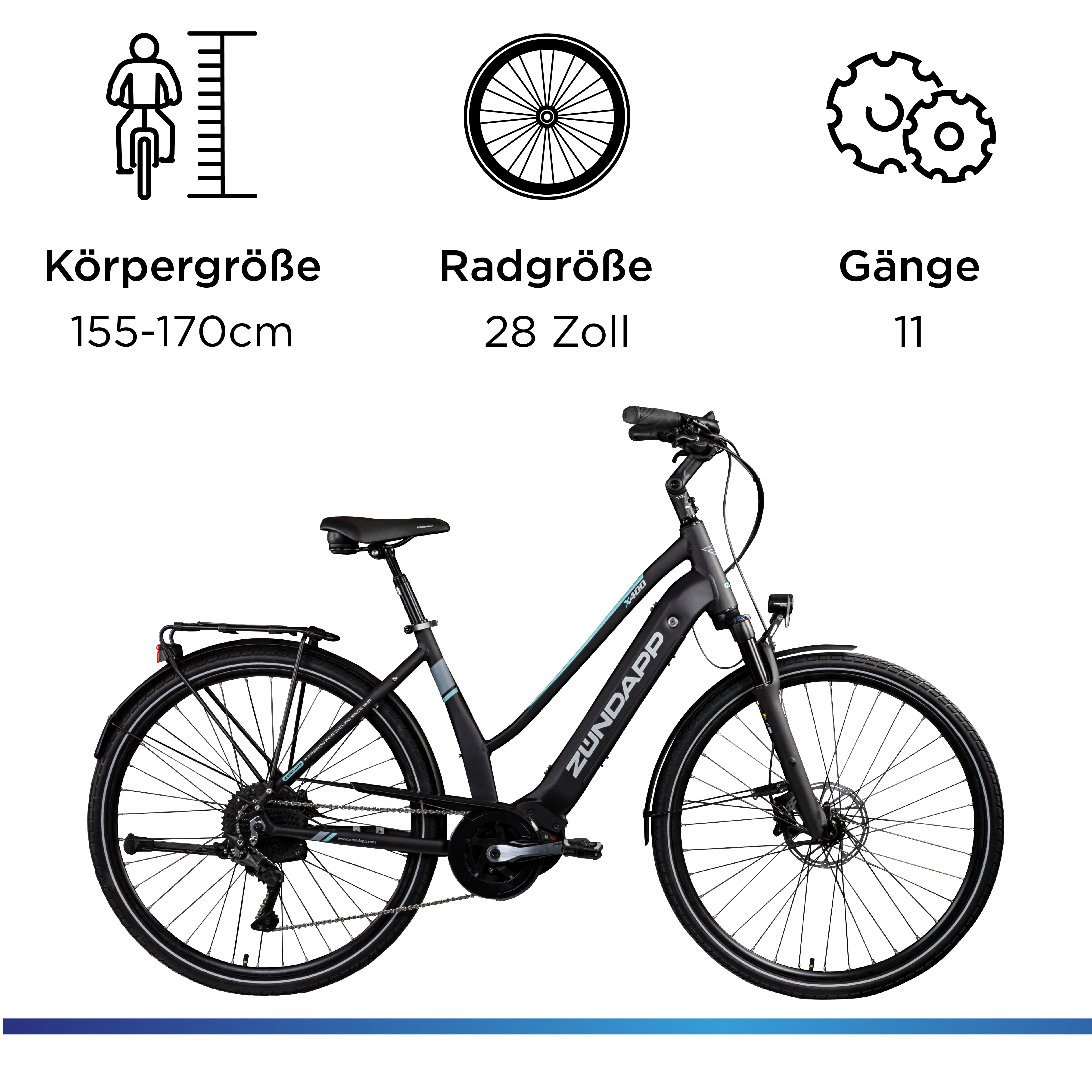 Thumbnail - Zündapp "X400" 11 Gang Shimano Deore XT Schaltwerk Kettenschaltung Mittelmotor 250 W Pedelec, Elektrofahrrad für Damen u...