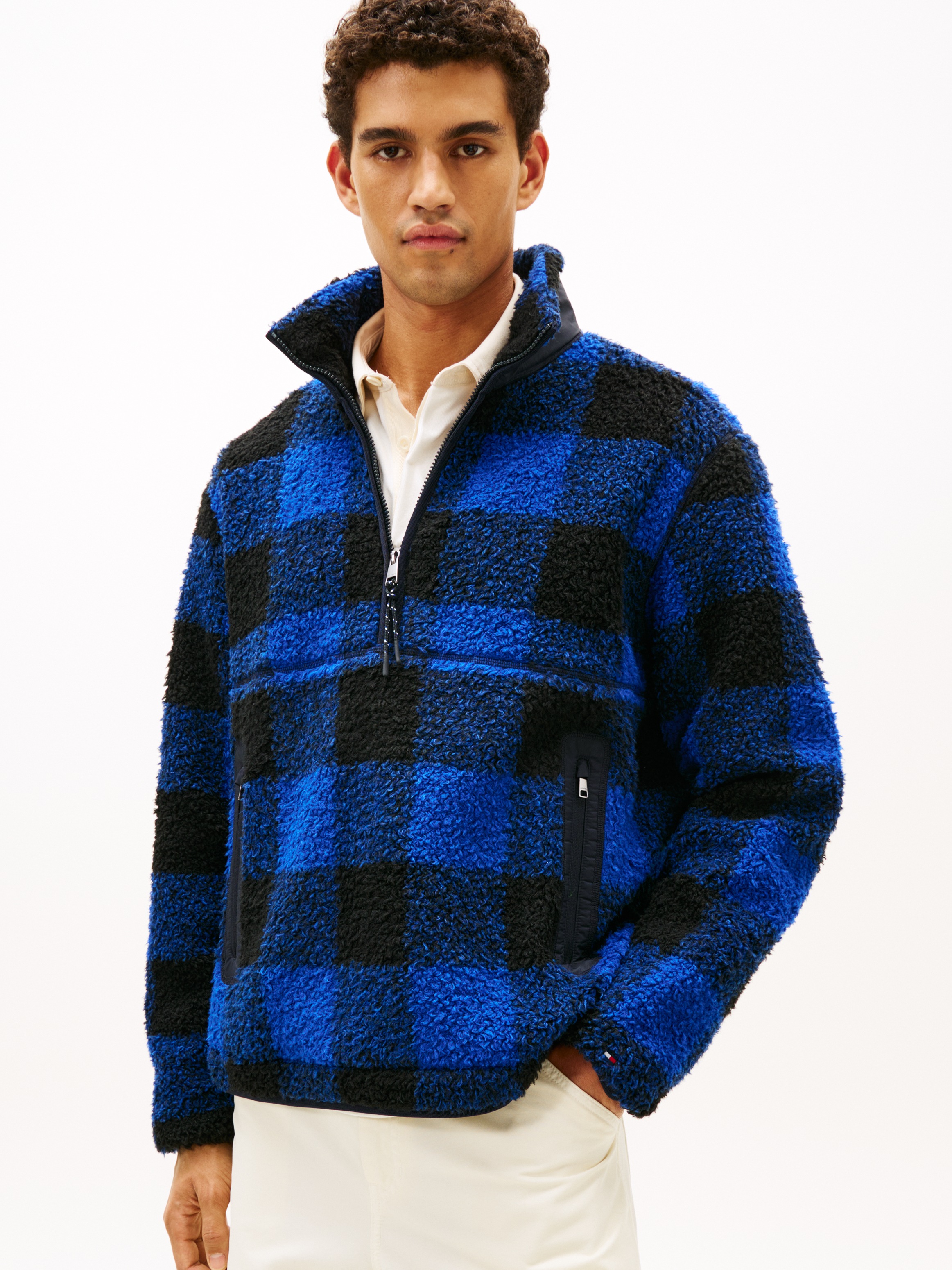 Tommy Hilfiger Fleecepullover "TEDDY FLEECE CHECK PULL OVER", Regular fit m günstig online kaufen