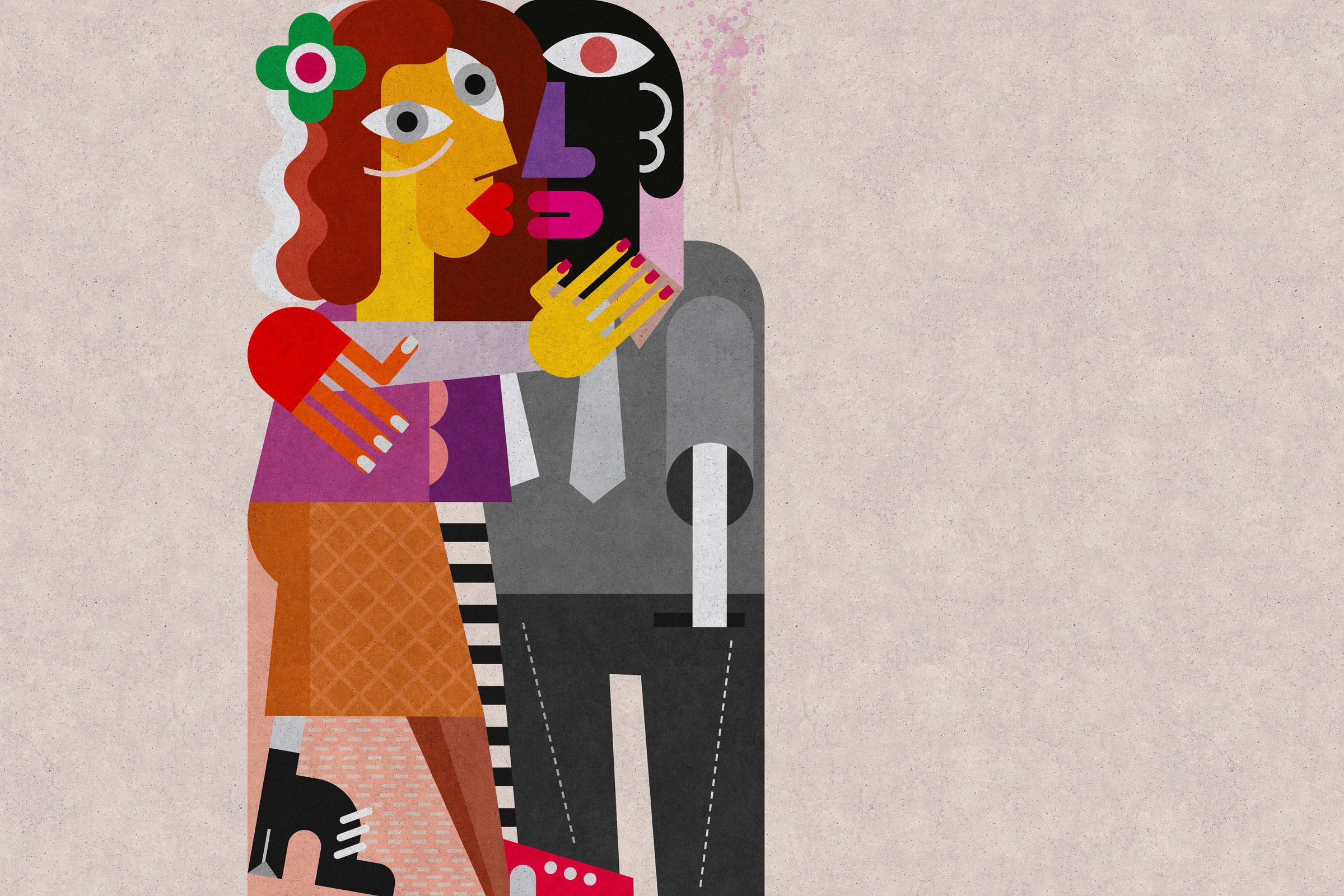 A.S. Création Leinwandbild »couples«, Abstrakt, (1 St.), Keilrahmen Bild Bunt Abstrakt Menschen