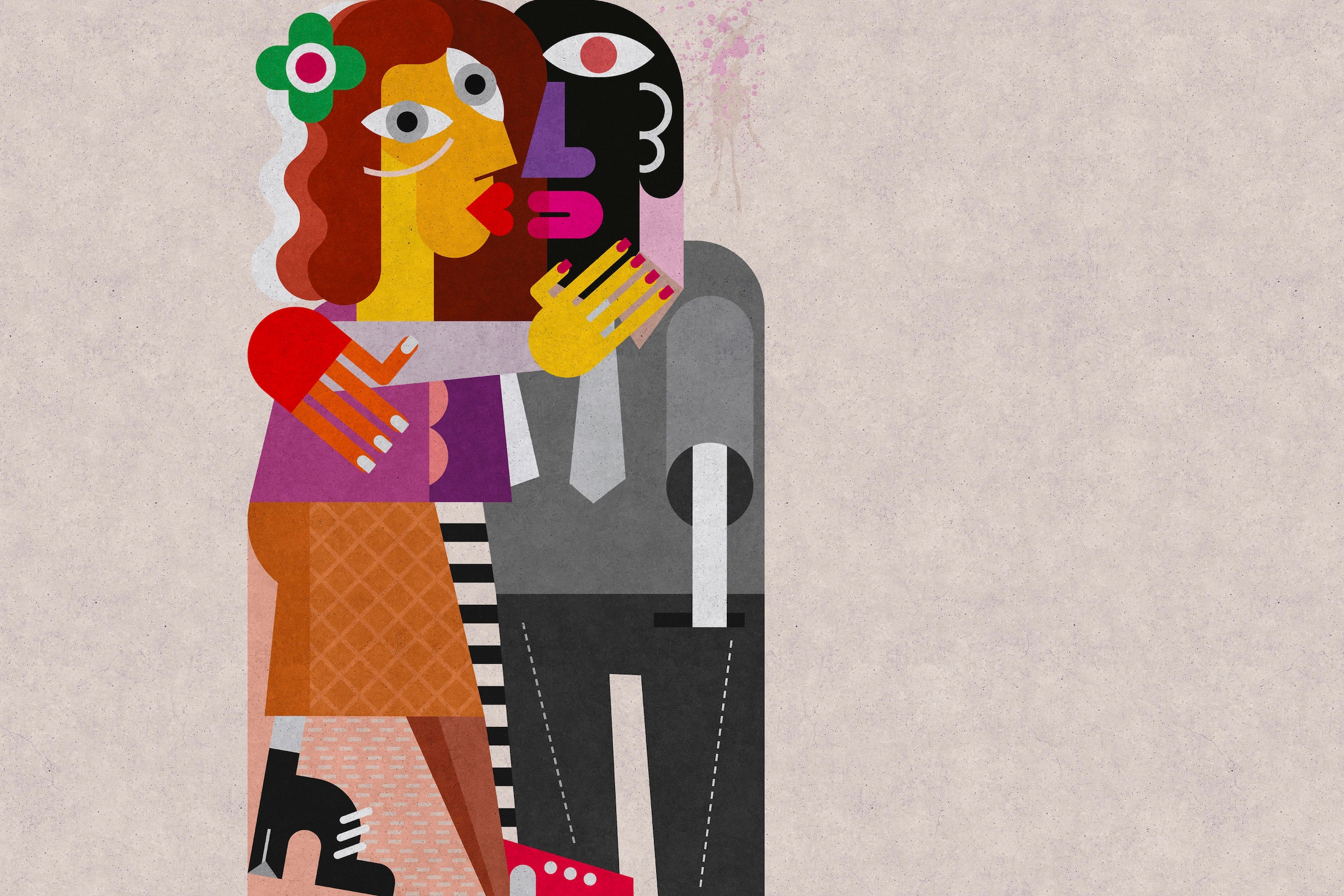 A.S. Création Leinwandbild »couples«, Abstrakt, (1 St.), Keilrahmen Bild Bunt Abstrakt Menschen