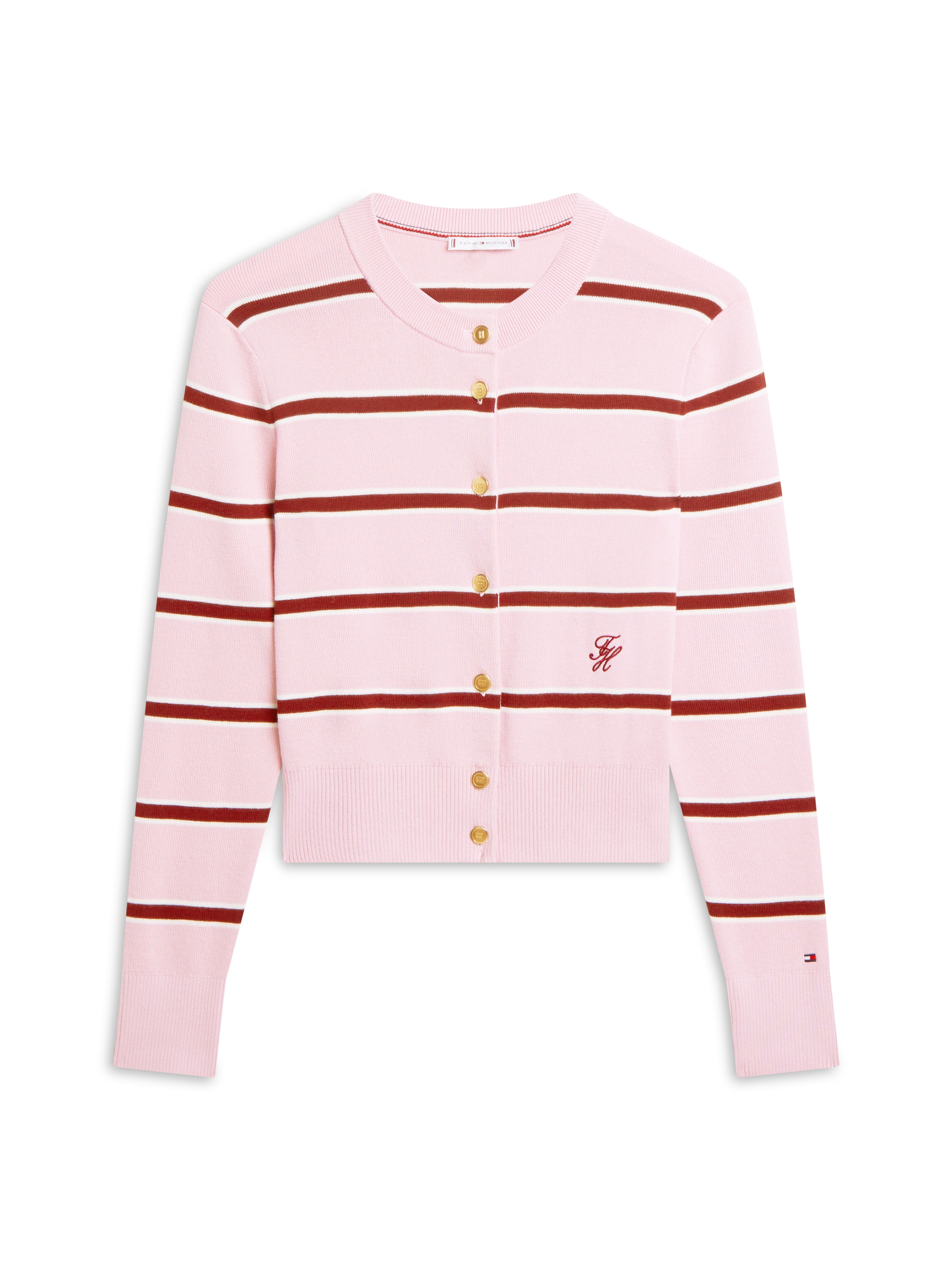 Tommy Hilfiger Strickjacke »CO FULL NEEDLE C-NK CARDI« mit Logo-Stickerei