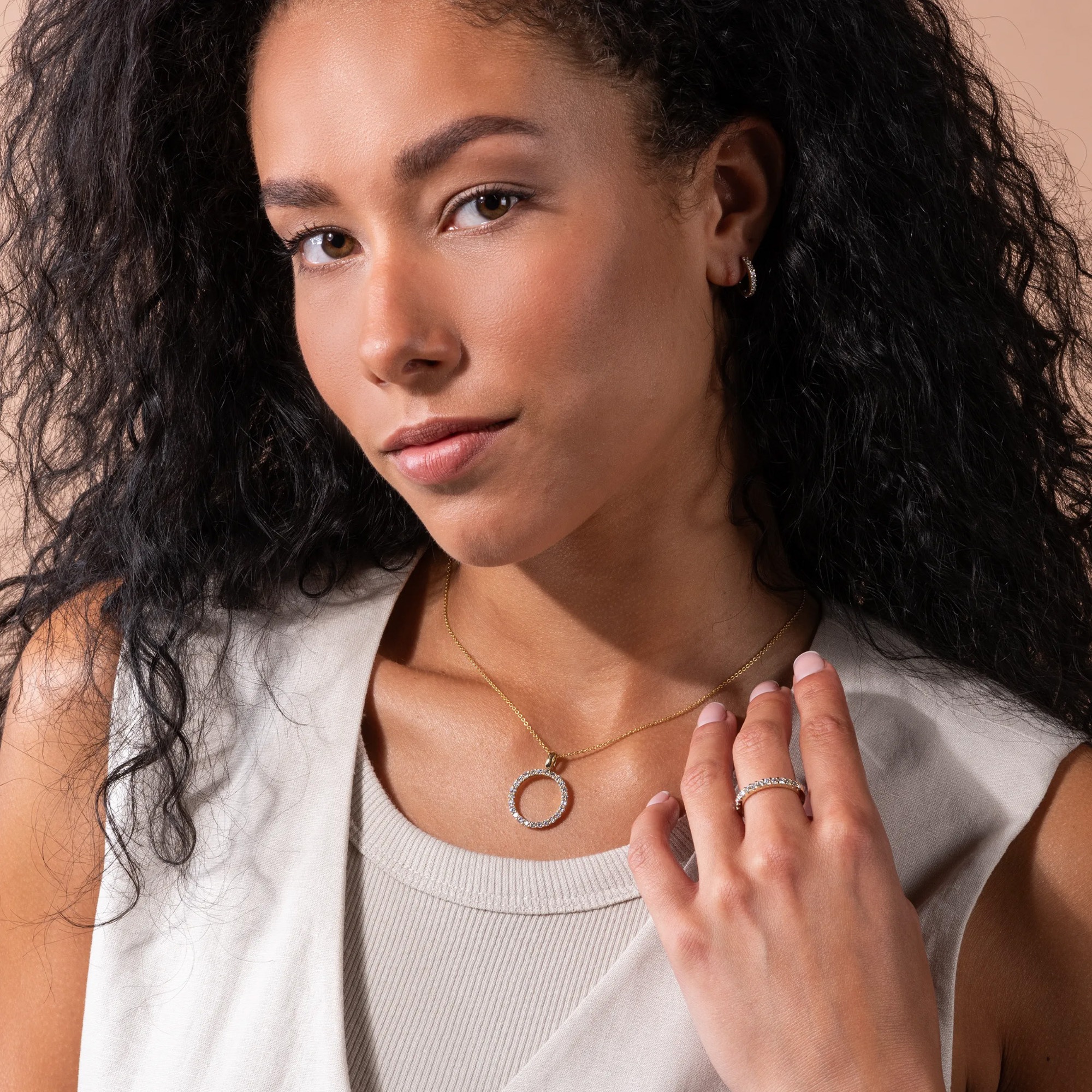 LYOMI Kette mit Anhänger »585/- Gelbgold 25 synth. Diam. 0,94ct.«