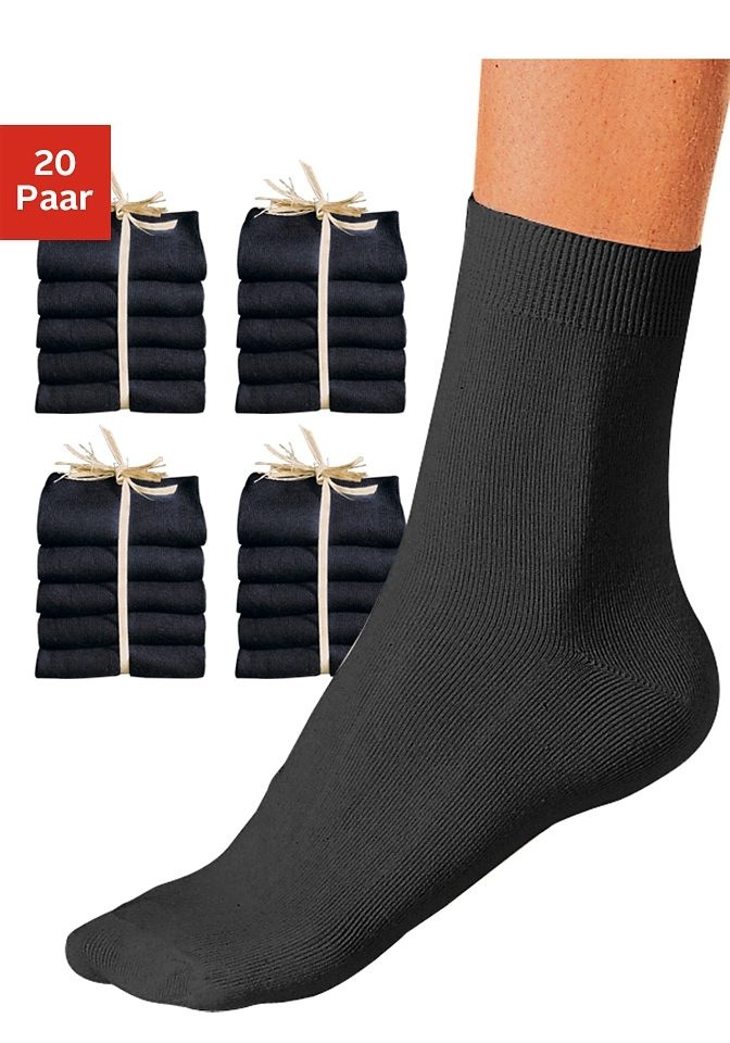 Go in Socken "Damen Basic Strümpfe ganz uni, weiches Bündchen" Packung, 20 Stk. tlg. in der Großpackung
