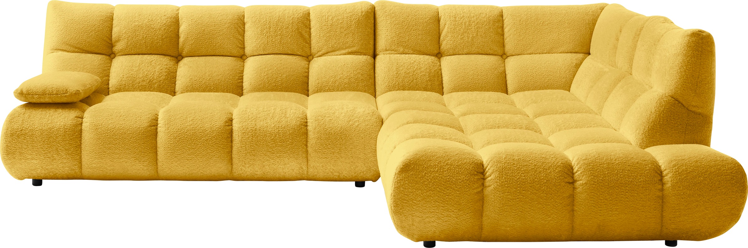 Home affaire Ecksofa "Cozy Bubble, mit klappbarer Armlehne, Breite 324 cm" mit eleganter Steppung, Rundumbezug & weicher Polsterung