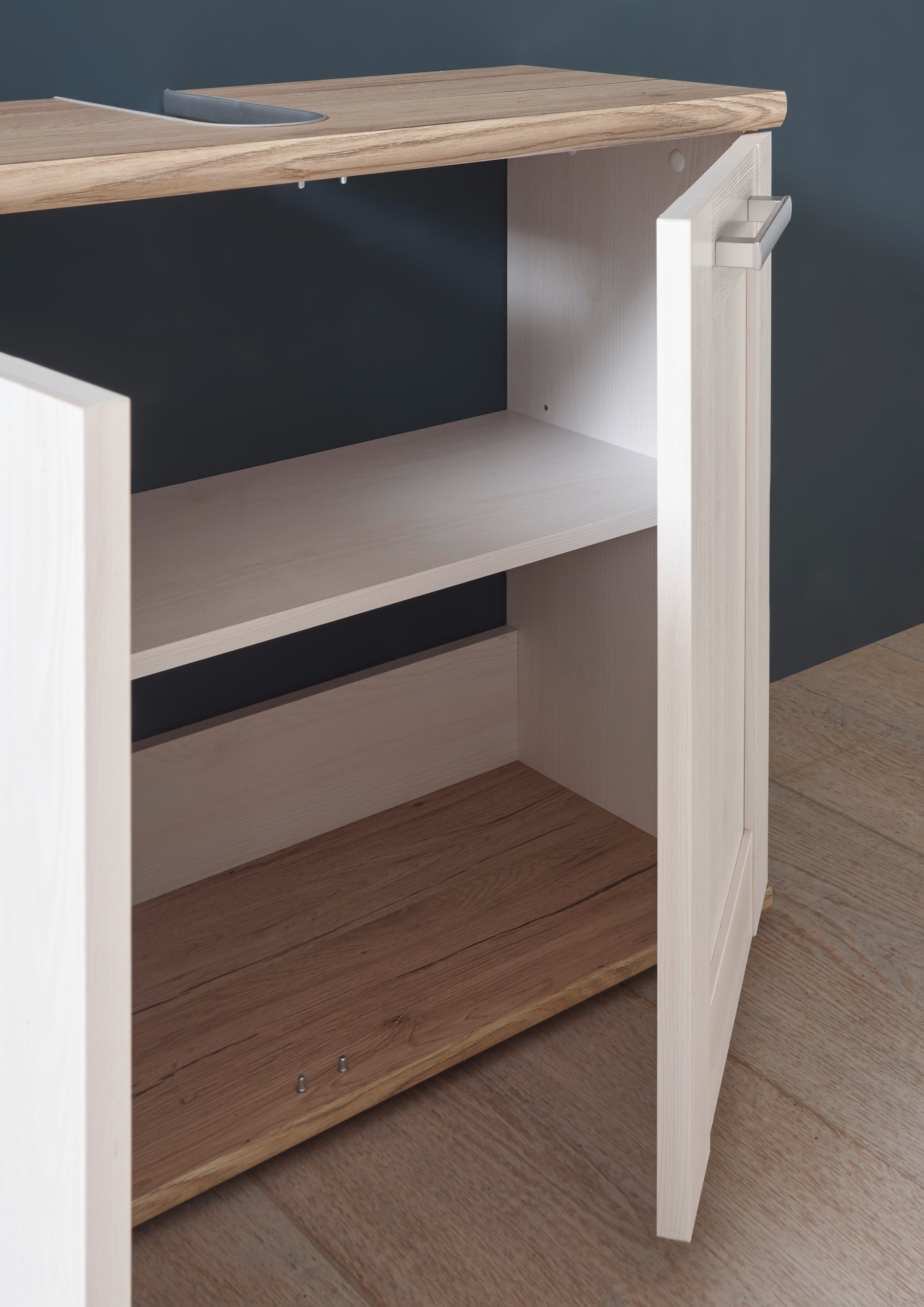 BASIC by Balculina Waschbeckenunterschrank »Romance Waschbeckenunterschrank, Badezimmerschrank 80x66x32«, (1 St.), Breite 80 cm, Tür L/R montierbar