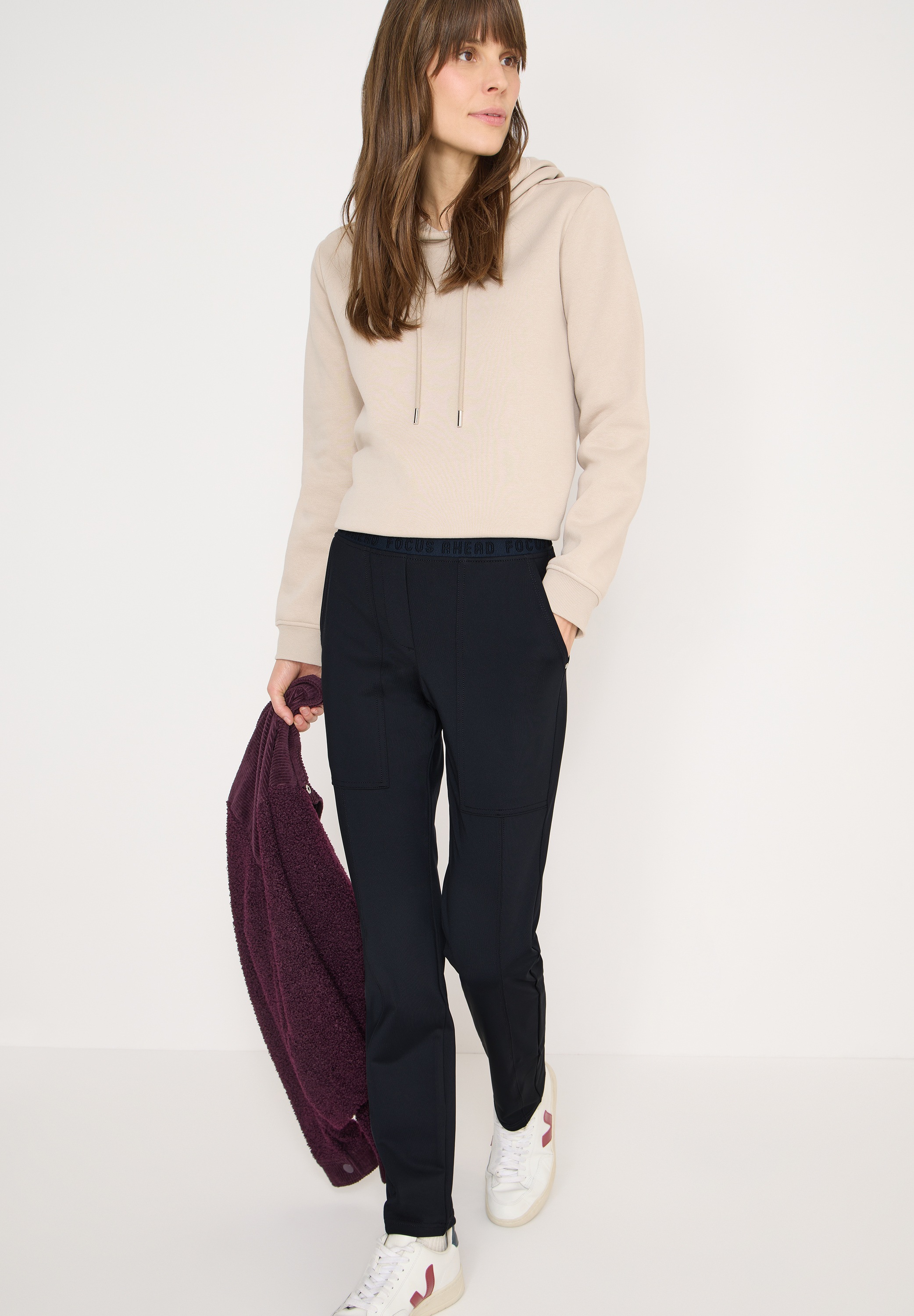 Stoffhose CECIL "Style Tracey", Damen, Gr. M (40), Länge 30, universal blau, Web, Obermaterial: 82% Polyester, 18% Elasthan, unifarben, normal lang, Hosen Stoffhose, mit Stretch und elastischem Bund 6
