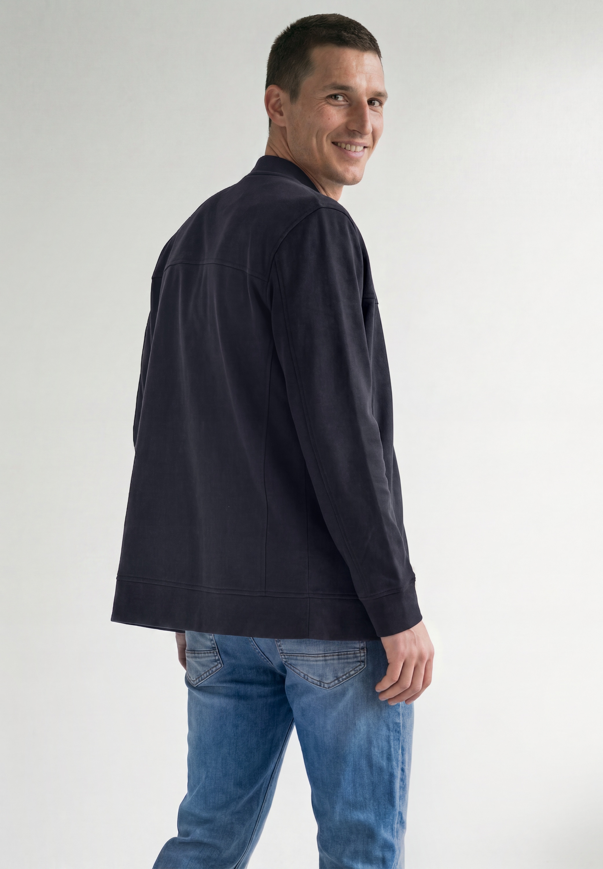 STREET ONE MEN Sweatjacke mit Piqué-Struktur