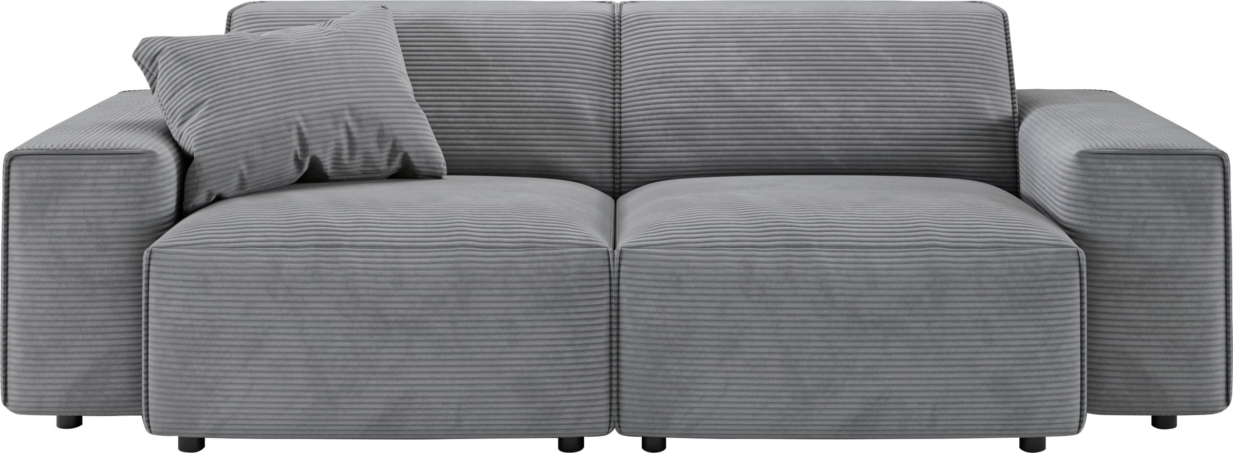 2,5-Sitzer HOME AFFAIRE "Glimminge auch in Breitcord, Feincord + Easy care-Bezug", grau, B:214cm H:71cm T:101cm, 12% Polyaxryl, 88% Polyester, Sofas, besondere Kedernähte, Zierkissen 2
