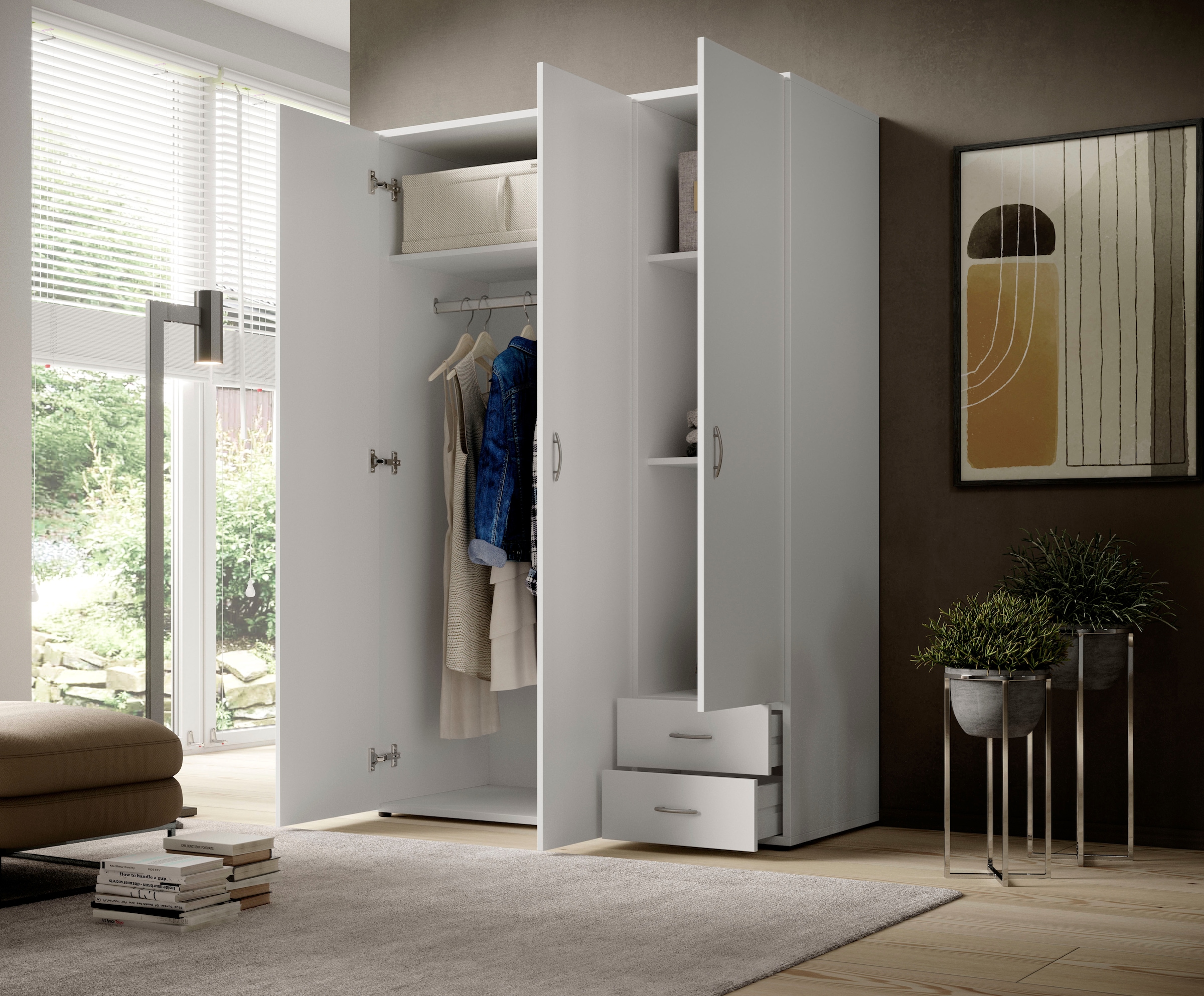 Schlafkontor Drehtürenschrank »Base Kleiderschrank Joe Garderobe Hochschrank Wäscheschrank«, Bega Schrank Schlafzimmer Bestseller in 3 Breiten und 2 Farben
