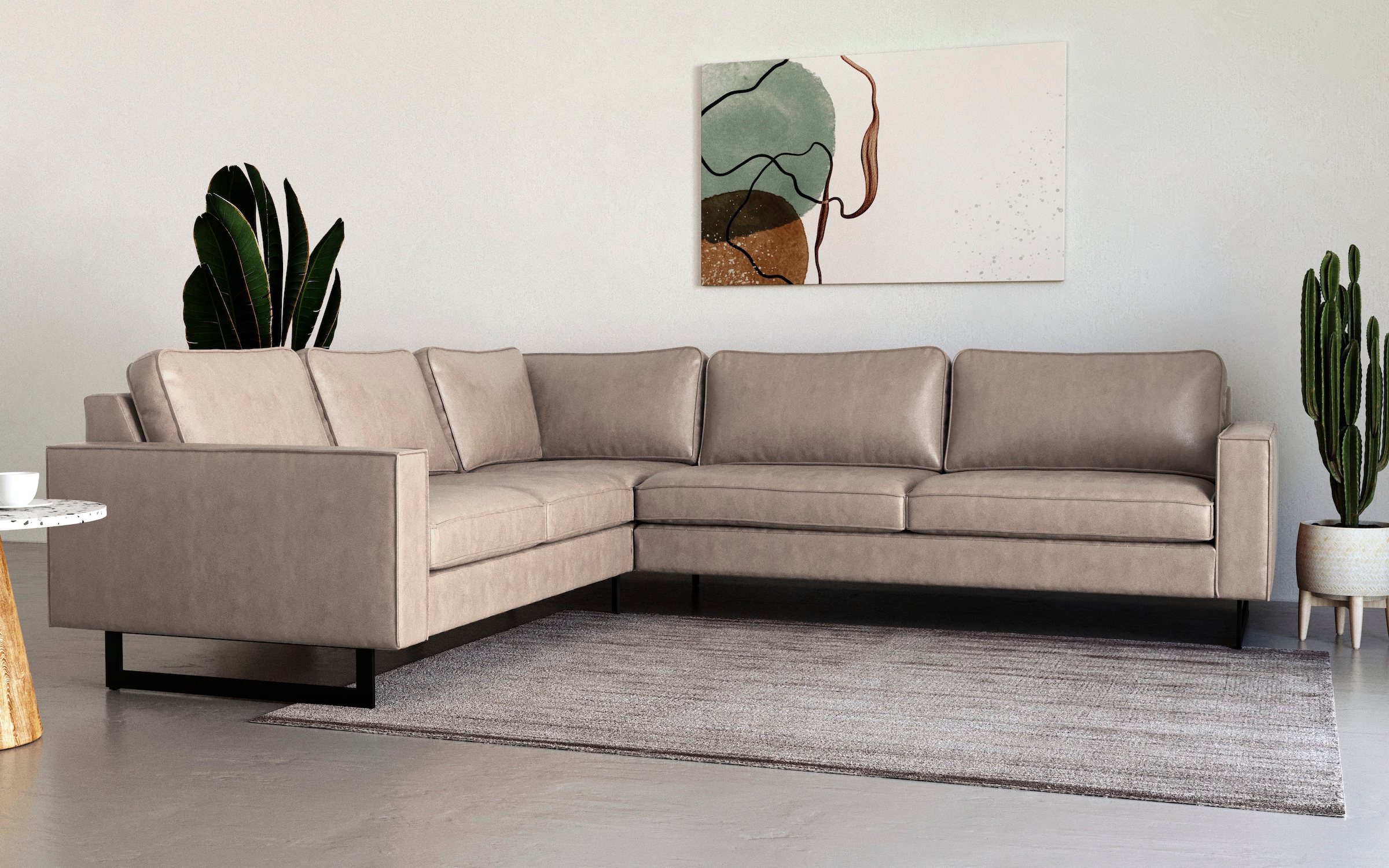 Places of Style Ecksofa "Pinto, 250/290 cm, langer Schenkel, XXL, Ottomane" günstig online kaufen