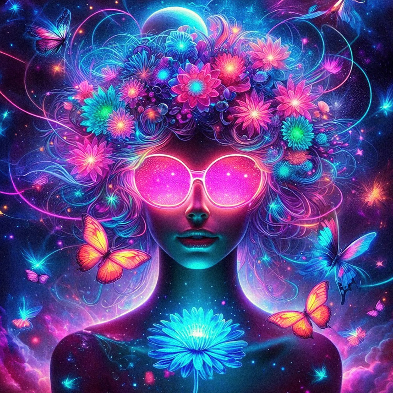 queence Acrylglasbild "Kosmische Blüte", Bilder von Frauen-Fantasy-Frau-Gem günstig online kaufen