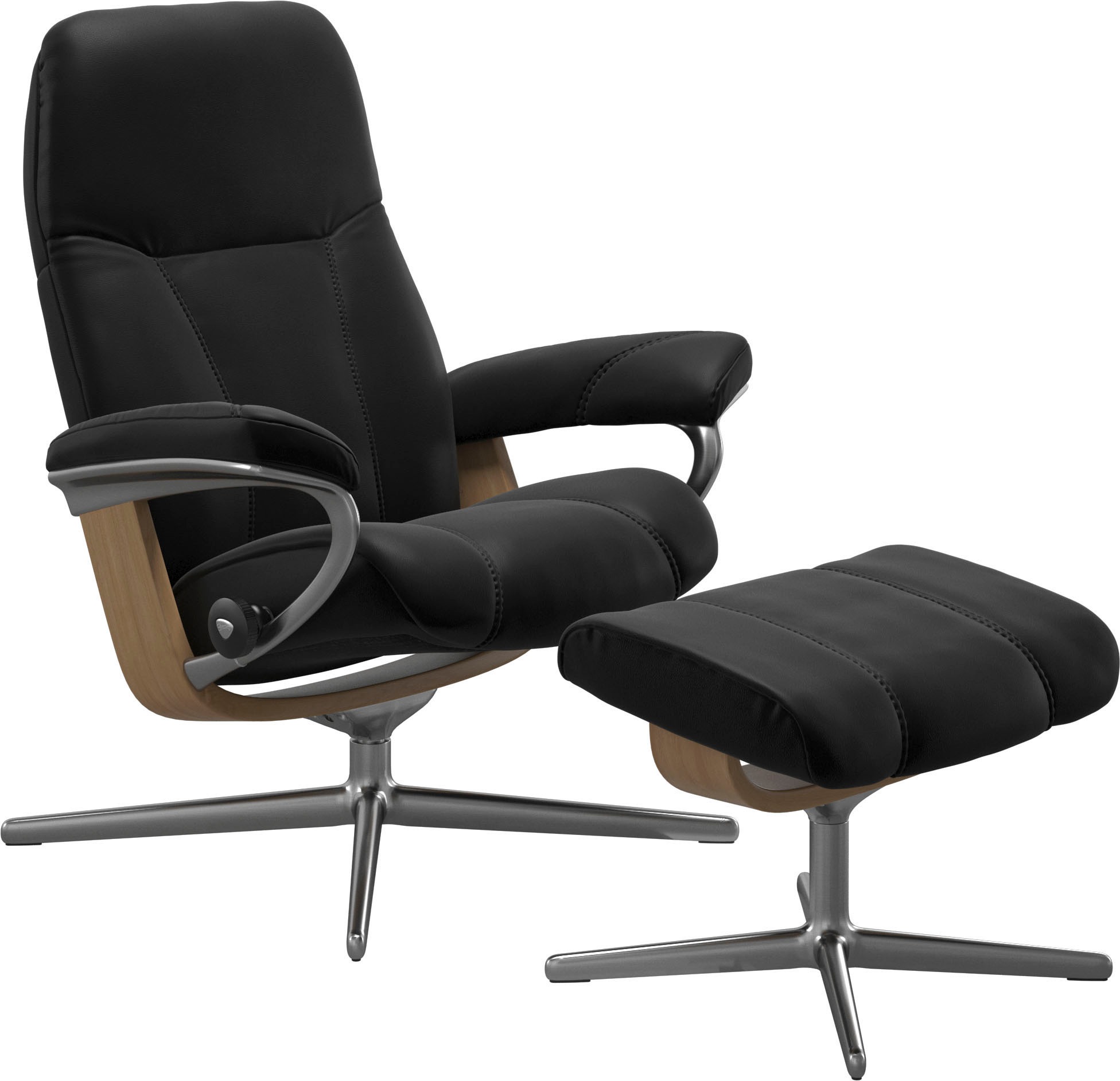Stressless Relaxsessel "Consul" mit Cross Base, Größe S, M & L, Holzakzent Eiche, in 2 Bezugsqualitäten lieferbar