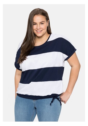 Sheego T-Shirt »T-Shirt«, mit Tunnelzug am Saum und Blockstreifen kaufen