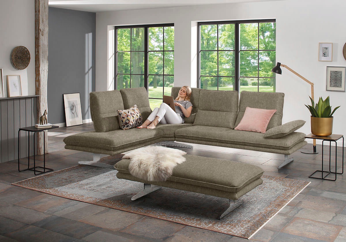 W.SCHILLIG Ecksofa »broadway, Designsofa, mit tollem Sitzkomfort, L-Form«, Sitztiefenverstellung, Kopfteil- & Seitenteilverstellung, Breite 284cm