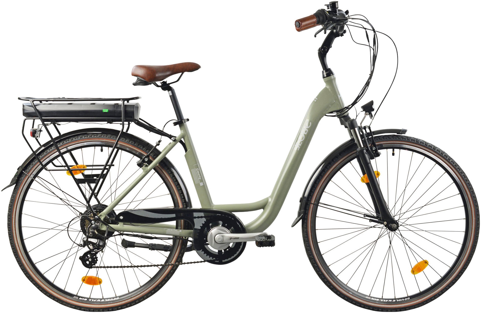 LLobe "City E-Bike 28" County grün" 7 Gang Shimano Altus Schaltwerk Kettenschaltung Heckmotor 250 W