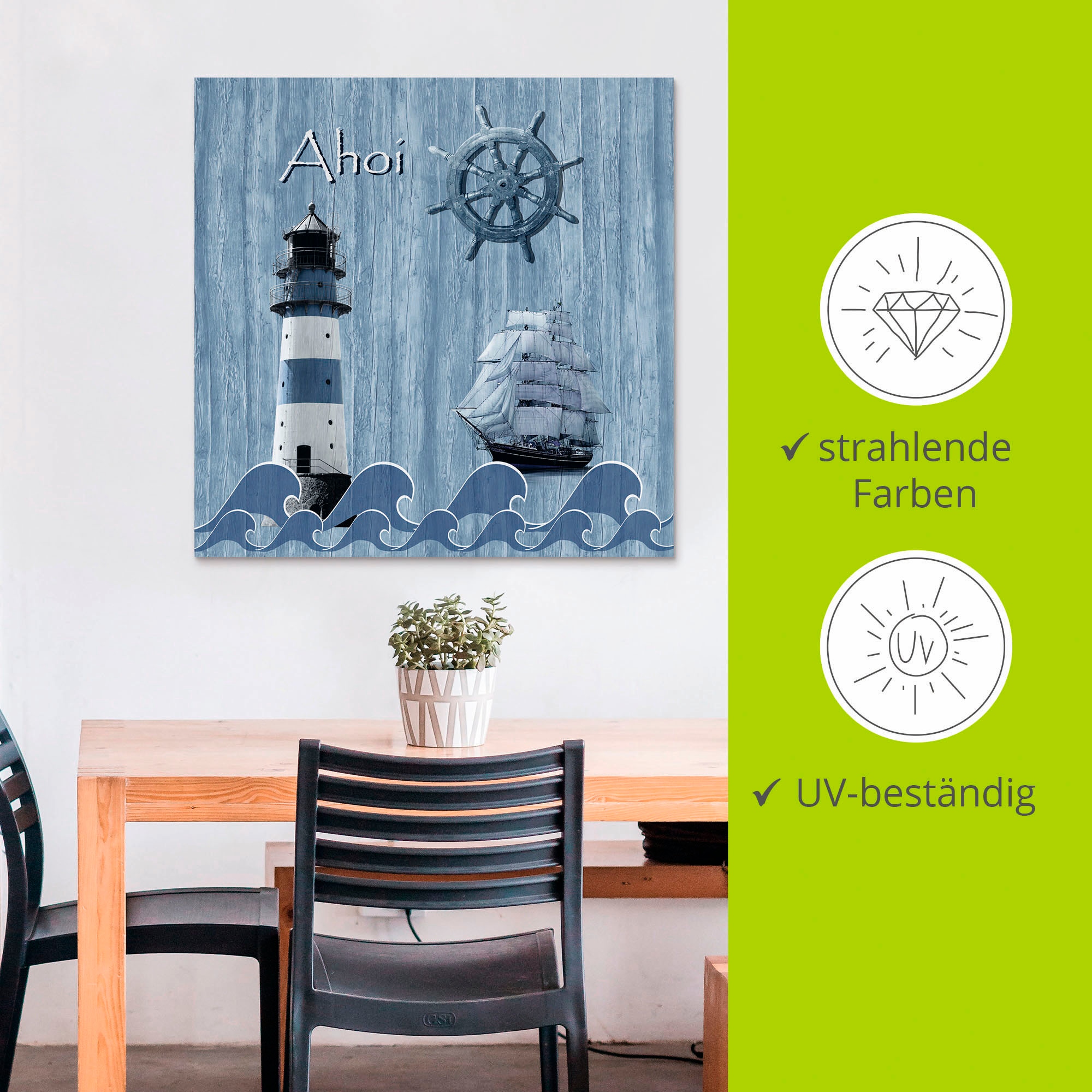 Artland Wandbild »Ahoi im maritimen Blau«, Küste, (1 St.), als Alubild, Outdoorbild, Leinwandbild, Poster, Wandaufkleber