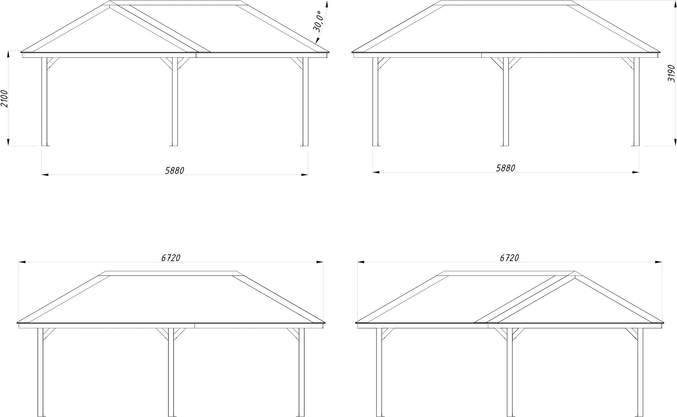 Palmako Holzpavillon »Bianca 24,9 m²« BxTxH: 672x672x319 cm