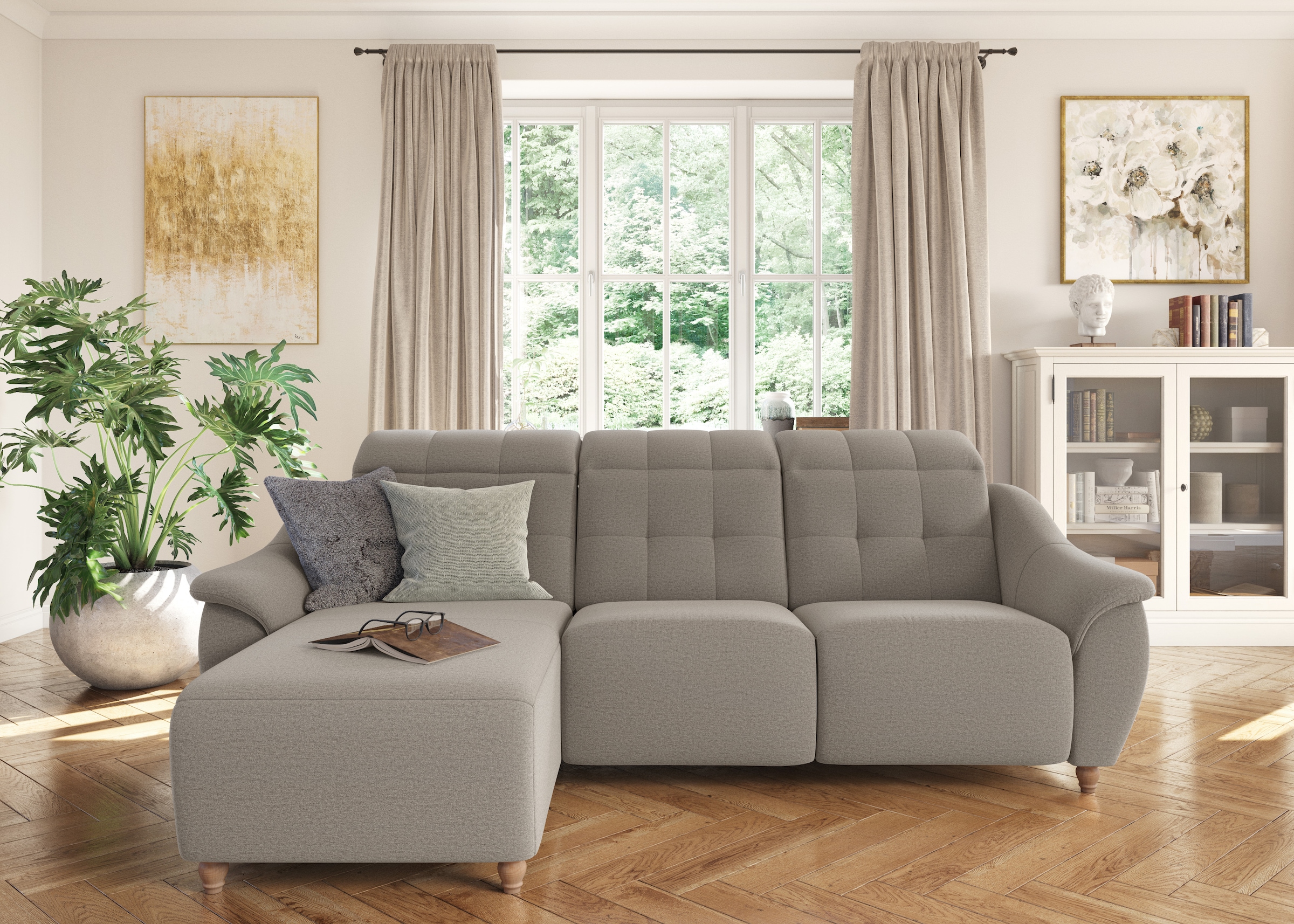 Home affaire Ecksofa "Boston L-Form" Kopfteilverstellung an jeder Sitzfläch günstig online kaufen