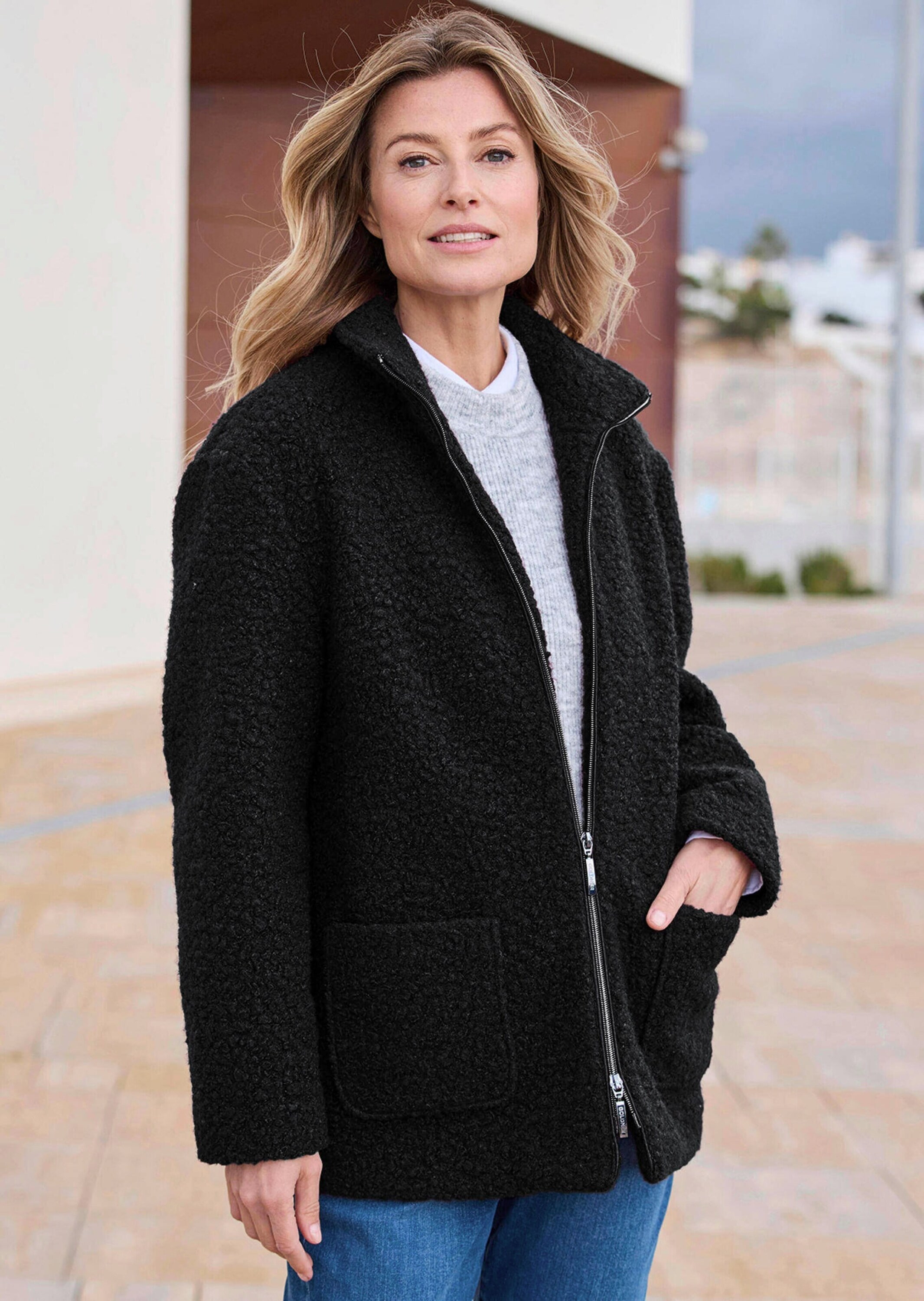 GOLDNER Blouson »Kurzgröße Teddy Jacke mit Stehkragen«