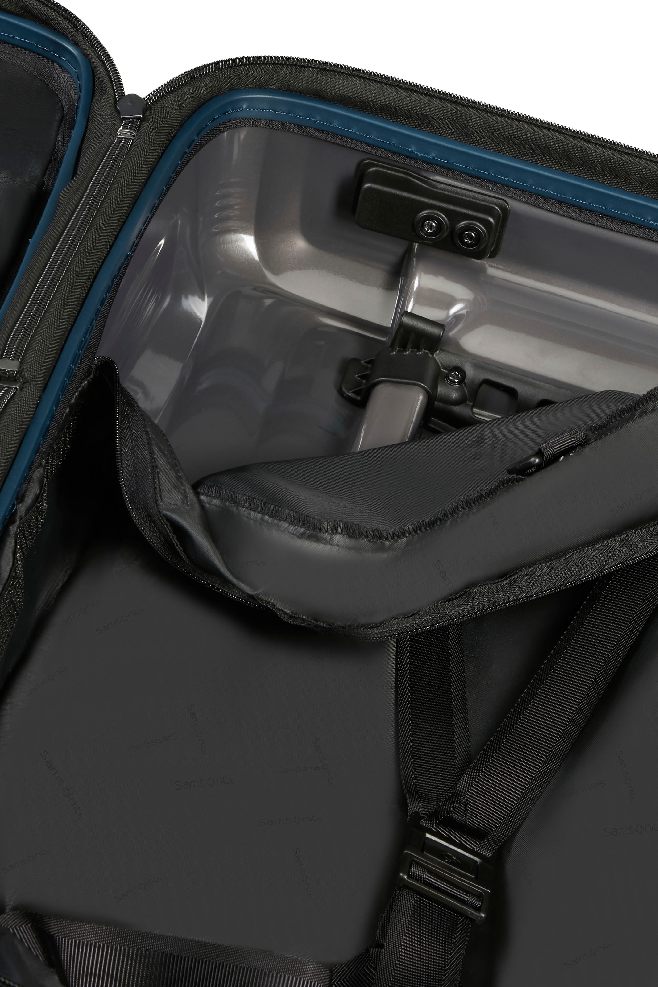 Samsonite Hartschalen-Trolley »Nuon metallic dark blue, 55 cm«, 4 Rollen, Handgepäck Reisekoffer Trolley Volumenerweiterung USB-Schleuse