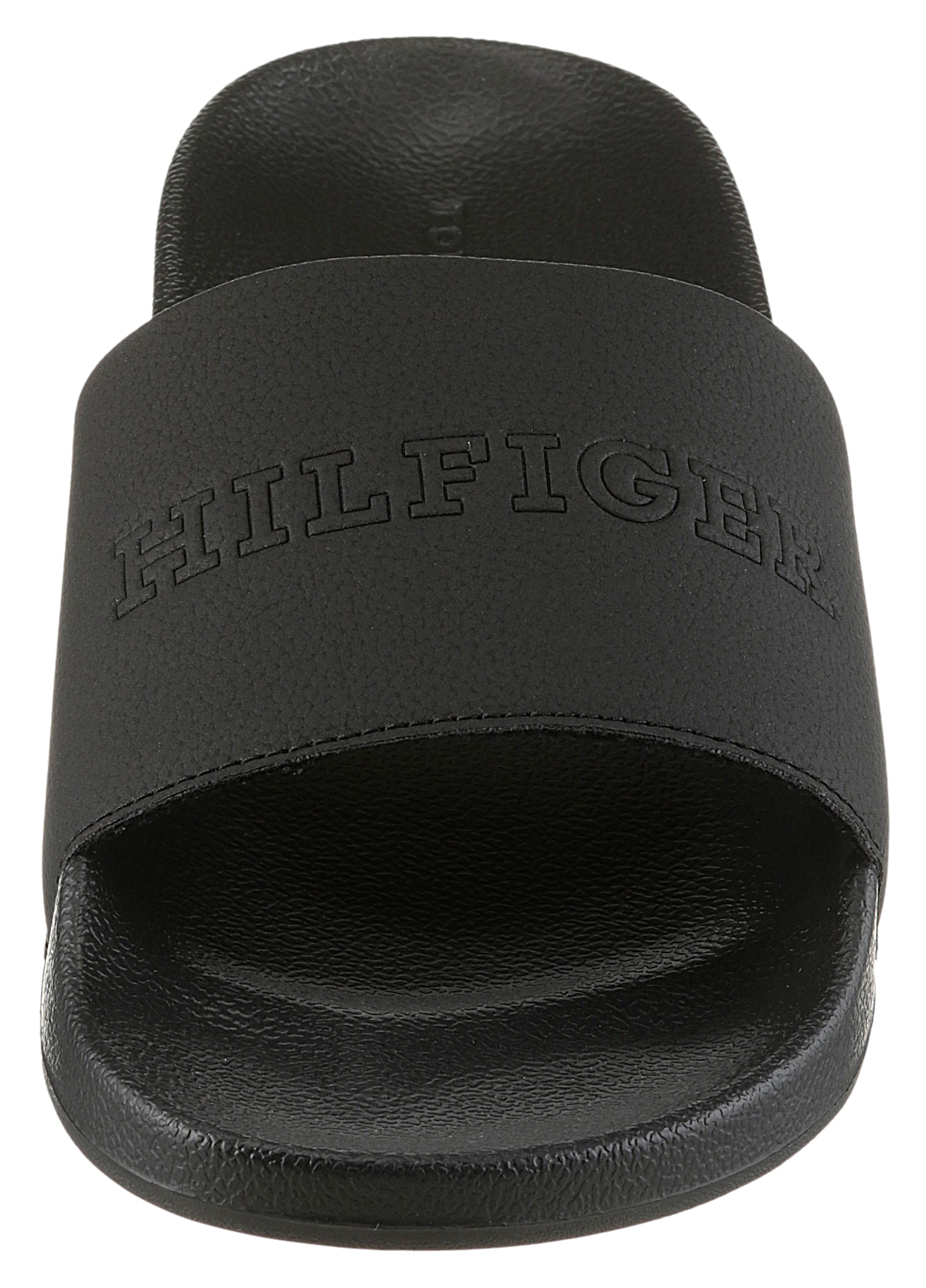 Tommy Hilfiger Pantolette »TUMBLE HILFIGER POOL SLIDE«, Poolslide, Schlupfschuh, Schlappen mit breiter Bandage