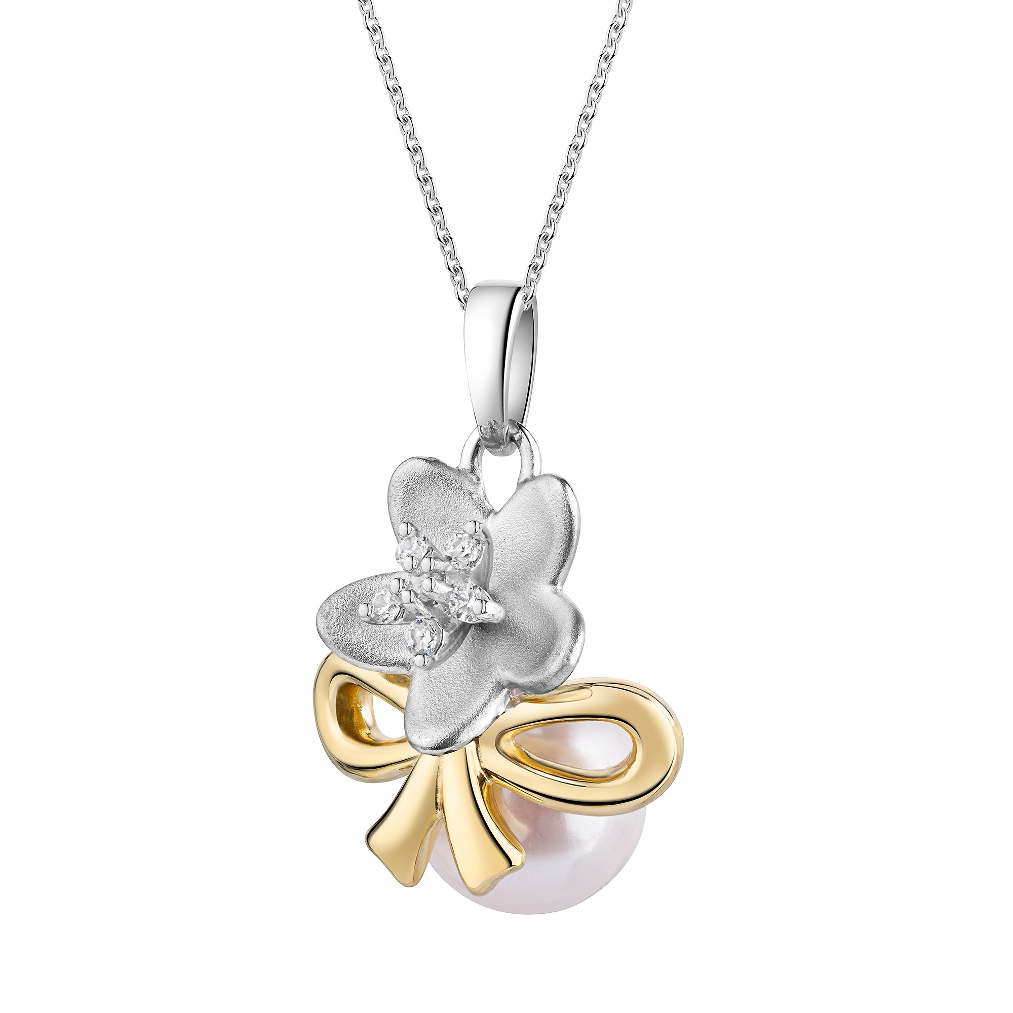 CELESTA Kette mit Anhänger »925/- Sterling Silber zweifarbig Perle«