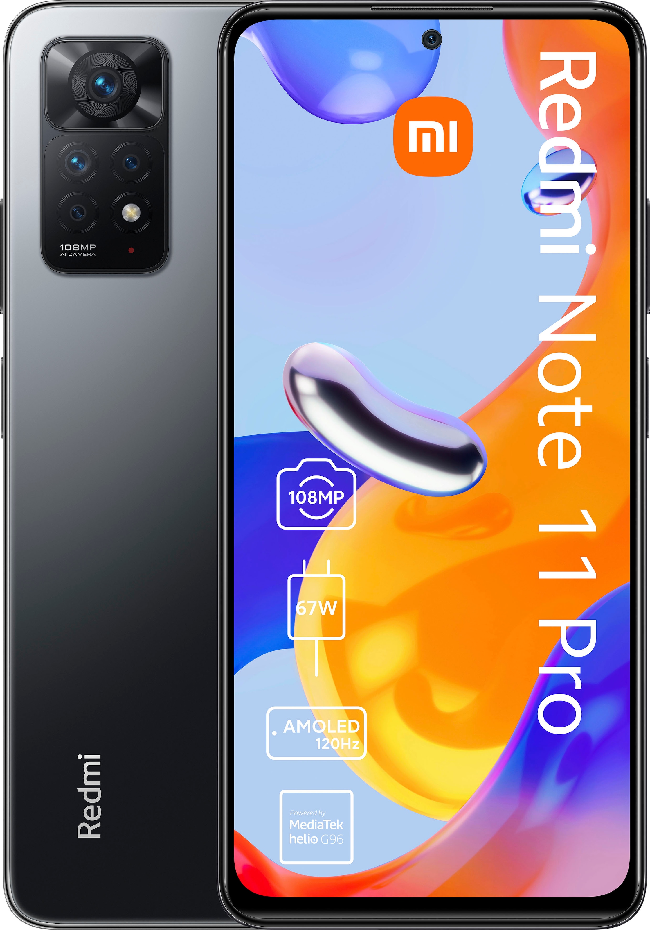 Xiaomi Smartphone »Redmi Note 11 Pro«, Graphite Gray, 16,94 cm/6,67 Zoll, 128 GB Speicherplatz, 108 MP Kamera