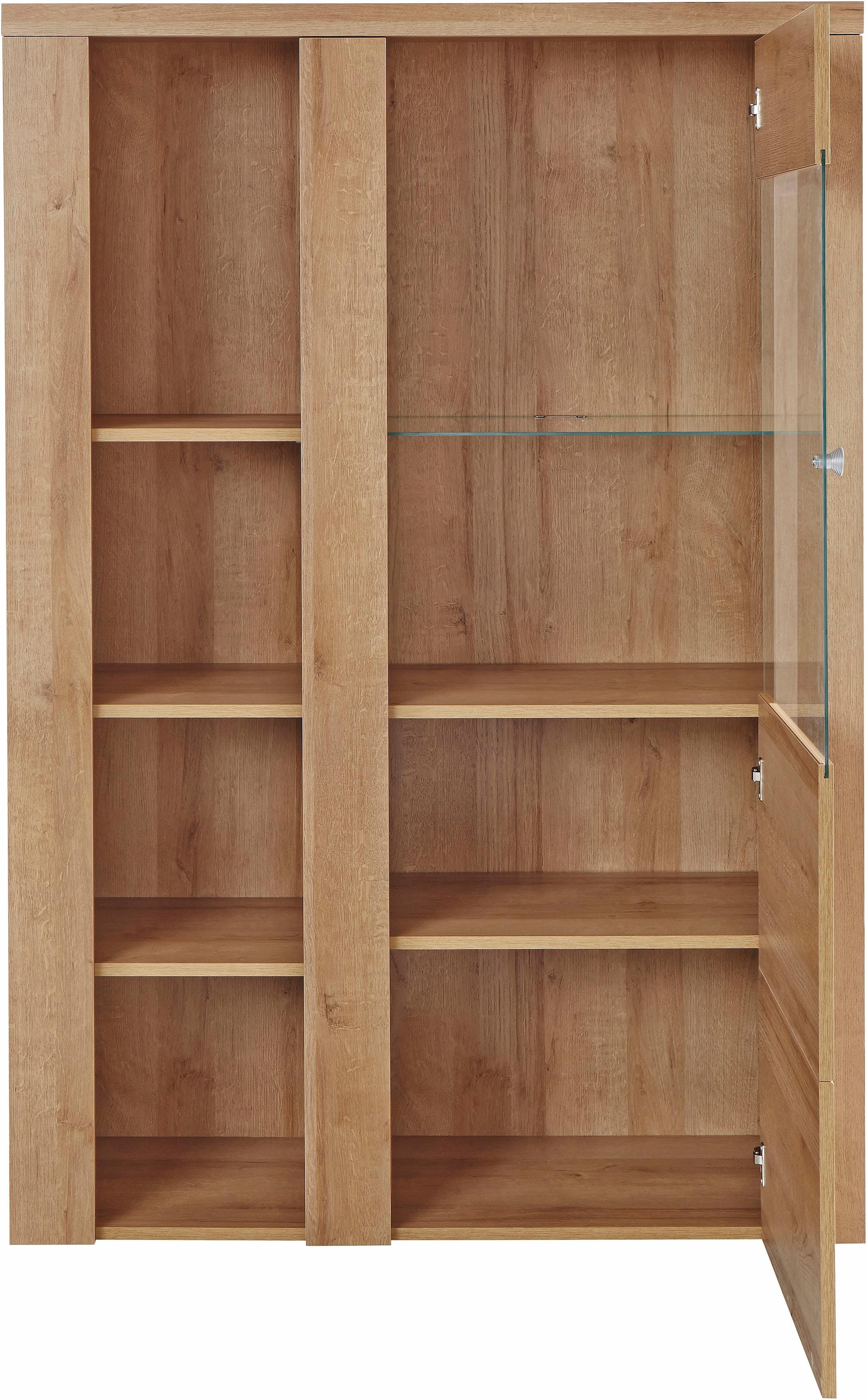 Home affaire Vitrine »Larona, zeitlose Glasvitirne, Hochschrank Höhe 145 cm«, Stauraumvitrine mit dekorativer Rahmenoptik