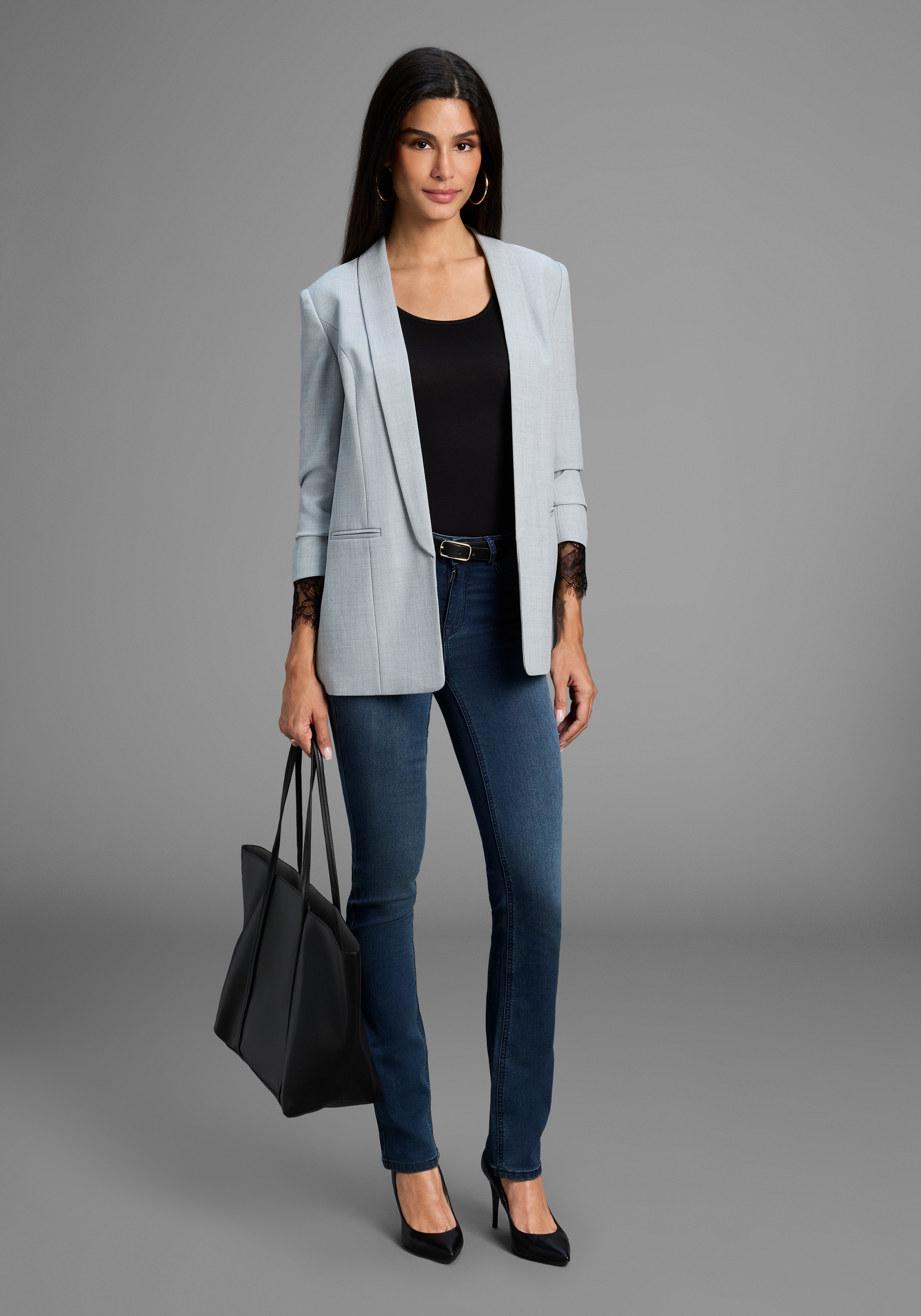 Melrose Langarmshirt, taillierte Passform, aus Jersey und Spitze