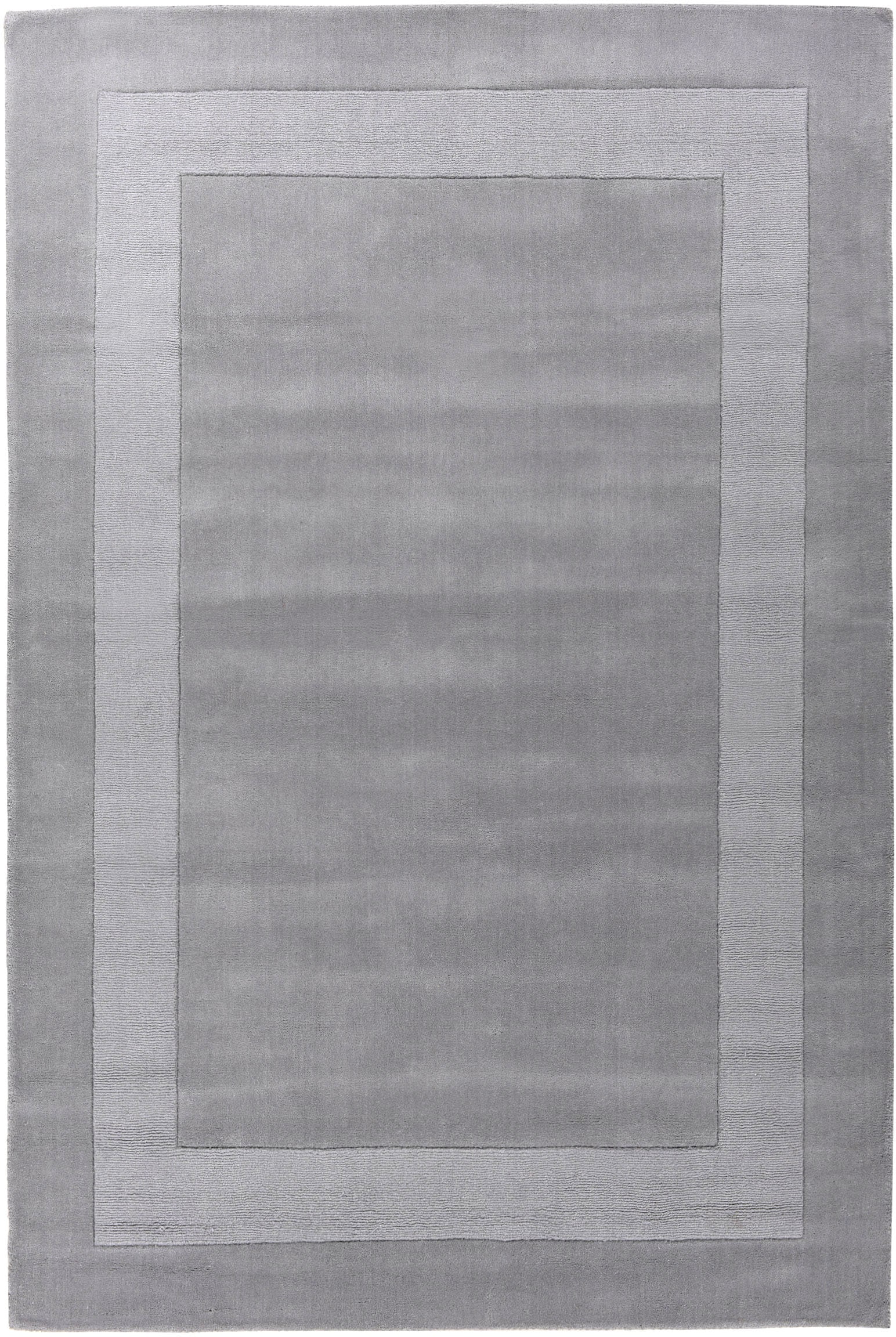 THEKO Wollteppich "USEDOM 8301" rechteckig 11 mm Höhe Uni Farben, reine Wolle, handgetuftet, mit Bordüre