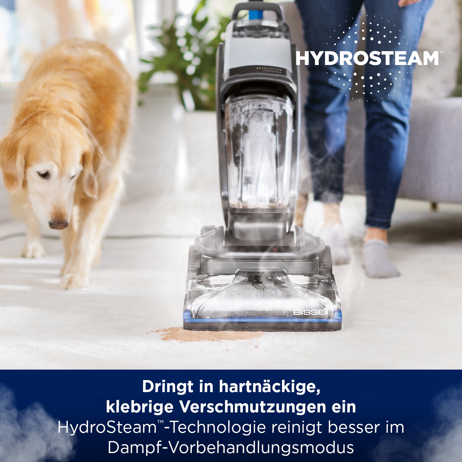 Bissell Teppichreinigungsgerät »3670N, Revolution® HydroSteam™, Teppichreiniger, mit Dampf, Dual-Tank«, reinigt Flecken auf Teppichboden, Polster, Treppe, schnelltrocknend