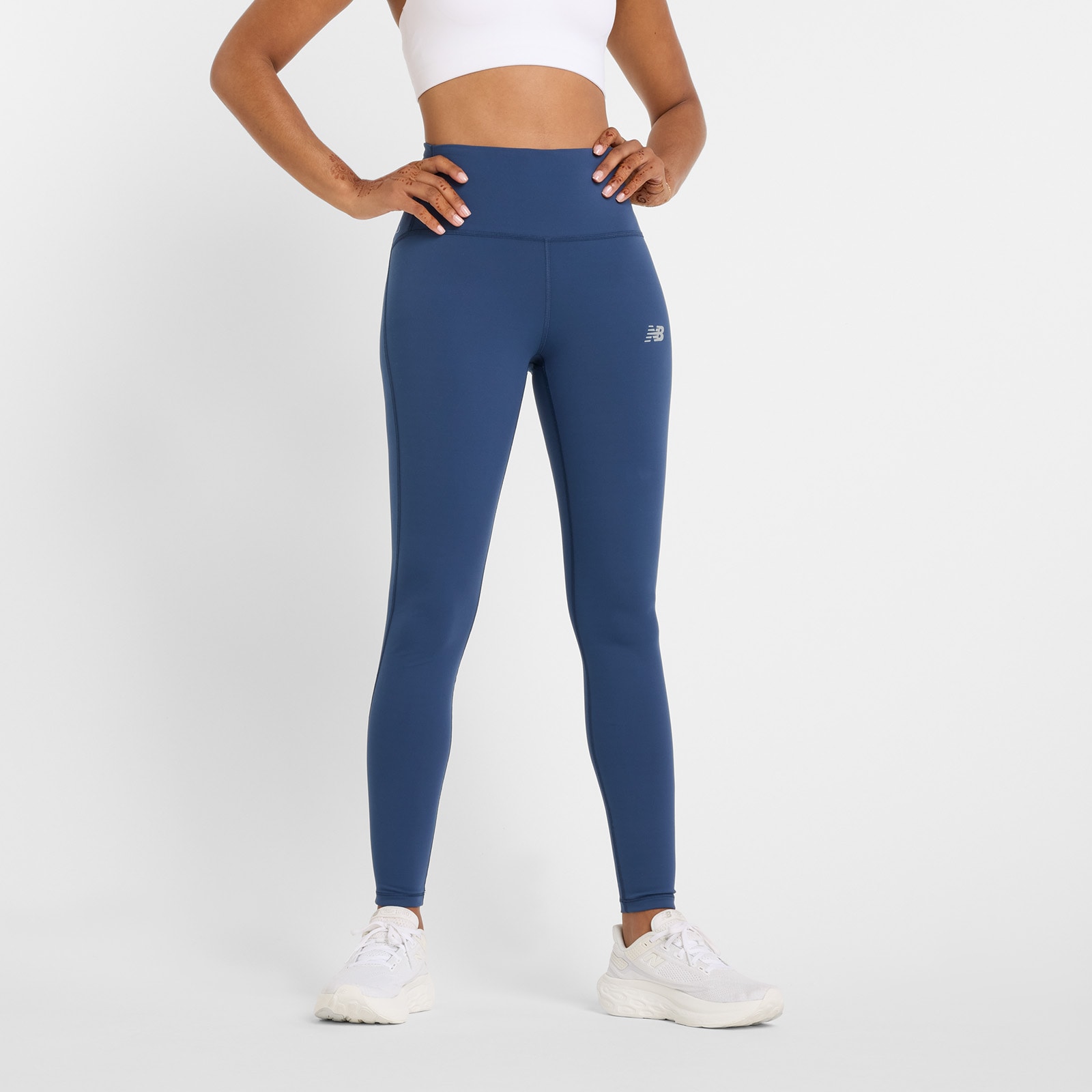 NEW BALANCE Damen Lauftights "Sleek High Rise Legging 27""nb navy (428), Gr. L, Obermaterial: 71% Polyester, 29% Elasthan, Hosen