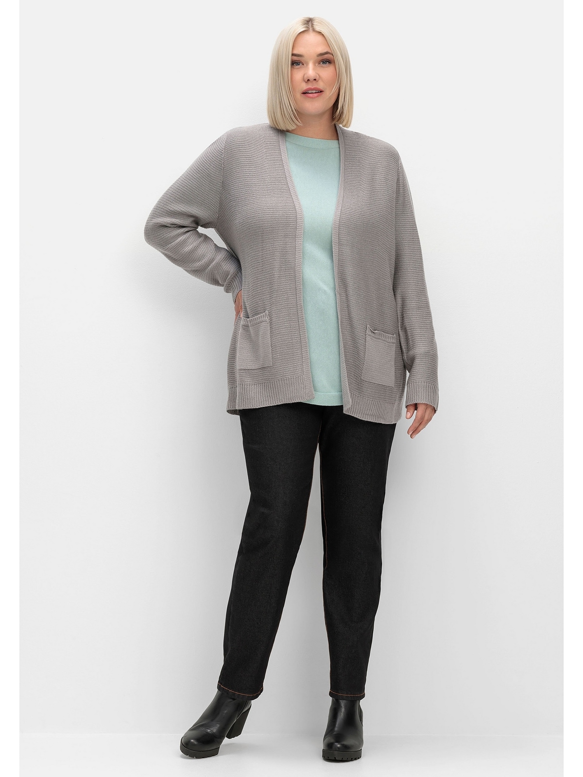 Sheego Strickjacke »Große Größen«, im Linksstrickmuster