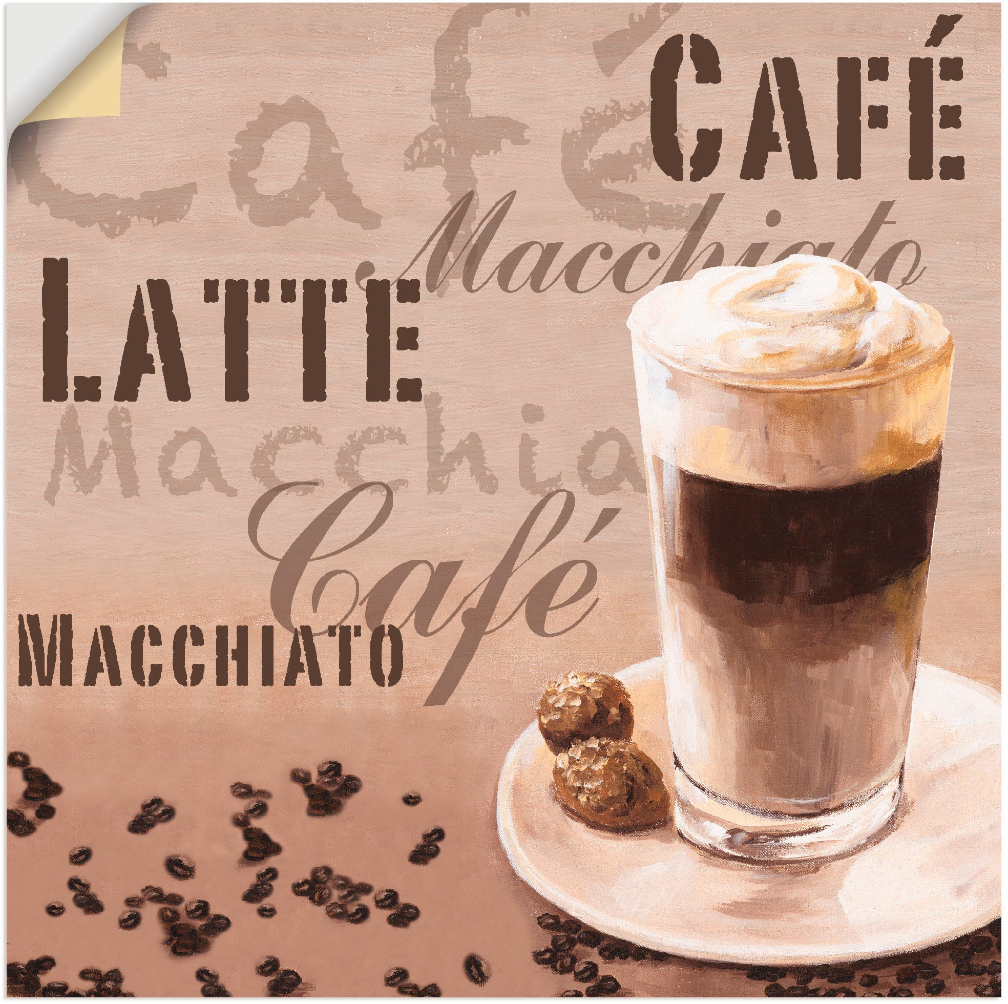 Artland Wandbild »Kaffee - Latte Macchiato«, Getränke, (1 St.), als Leinwandbild, Wandaufkleber in verschied. Größen