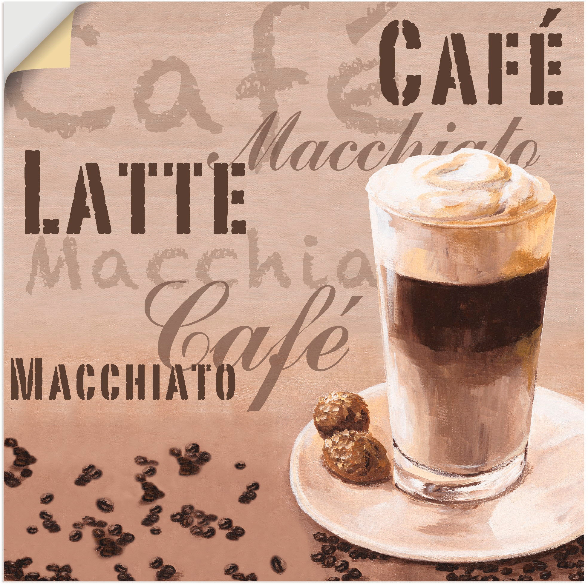 Artland Wandbild "Kaffee - Latte Macchiato", Getränke, (1 St.), als Leinwan günstig online kaufen