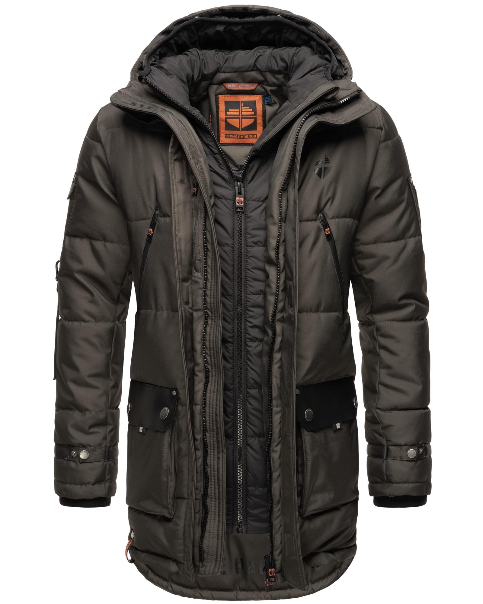 Stone Harbour Winterjacke »Tahaa«, mit Kapuze, Warm gefütterter Herren Wintermantel mit doppelter Kapuze