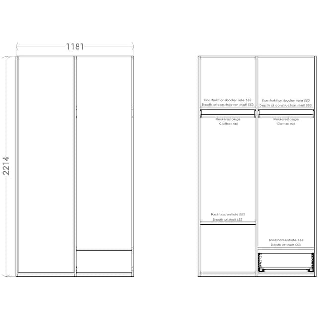 Müller SMALL LIVING Kleiderschrank »Modular Plus Variante 2«, Inklusive 1  kleiner Schublade unten rechts | BAUR