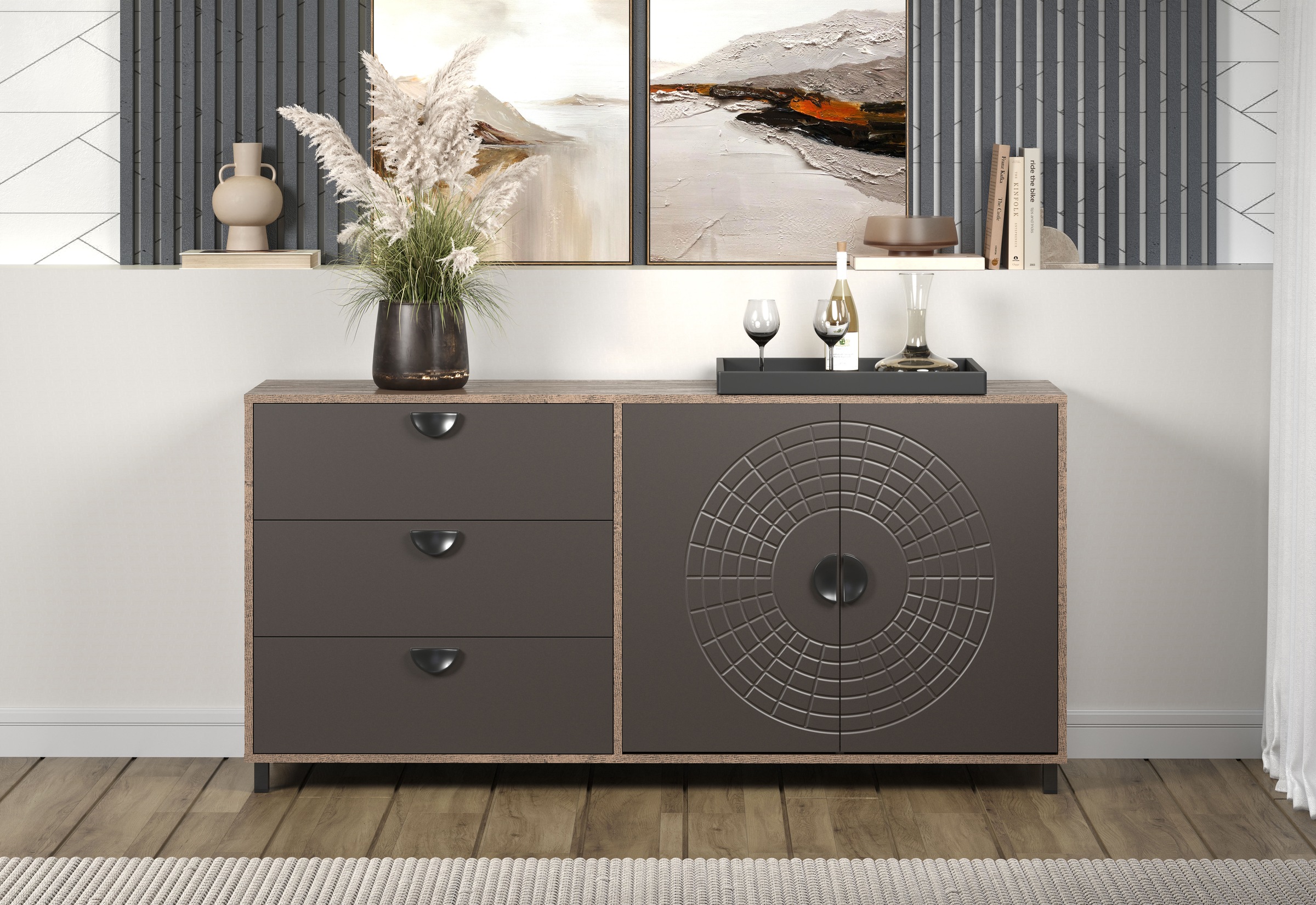 INOSIGN Sideboard "Fusion" 1 Stk. tlg. Kommode mit markantem Kreismuster - günstig online kaufen