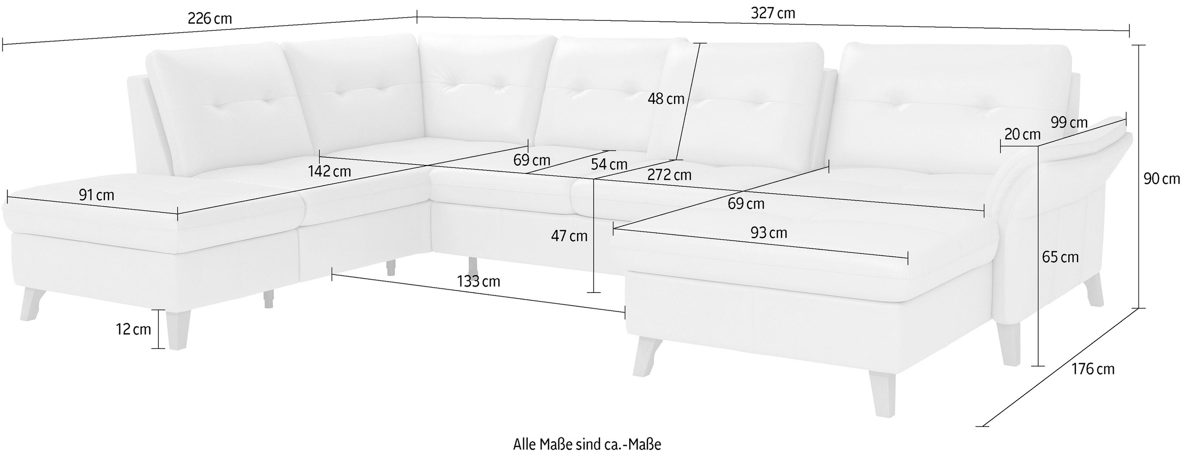 sit&more Wohnlandschaft »Göteborg«, inkl. Sitztiefenverstellung, wahlweise mit Bettfunktion & Bettkasten