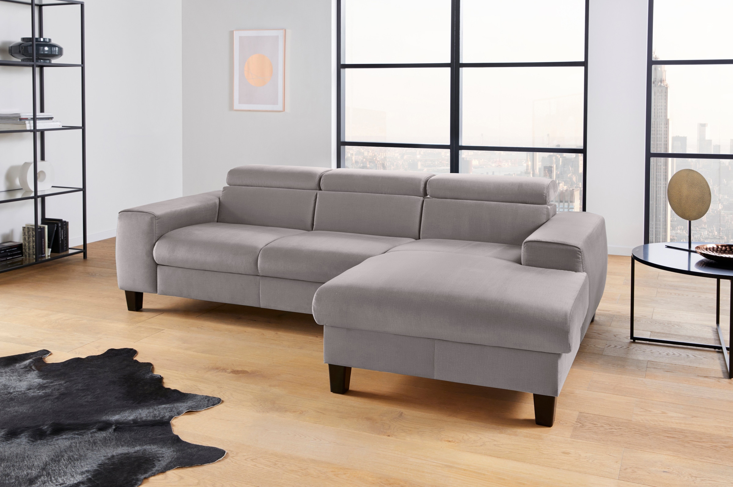 COTTA Polstergarnitur »Morven L-Form« Set,  Set bestehend aus: Ecksofa mit Kopfteilverstellung & Hocker
