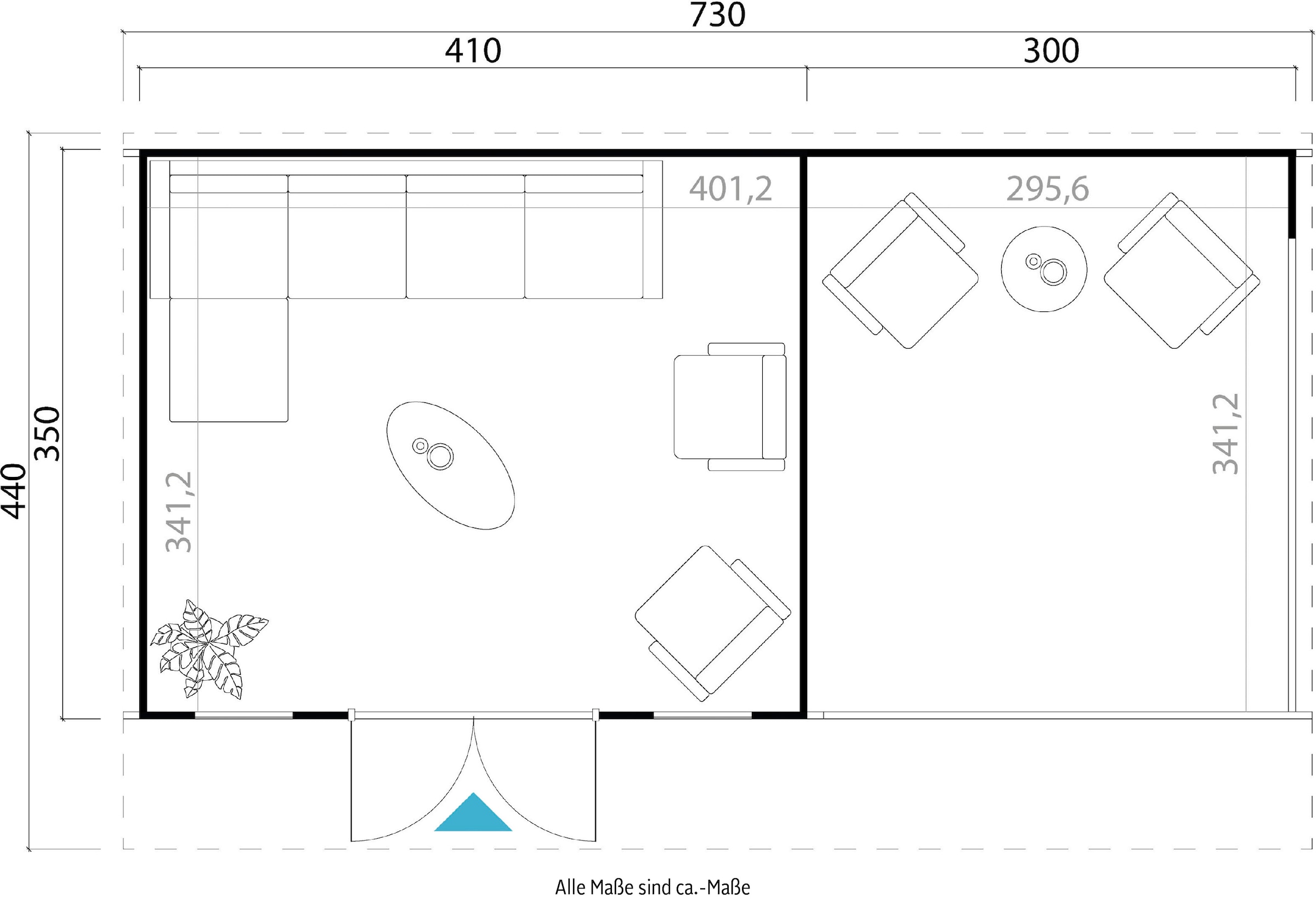 LASITA MAJA Gartenhaus-Anbaudach »für Gartenhaus Sicily 1 und 2« BxT 300x350 cm