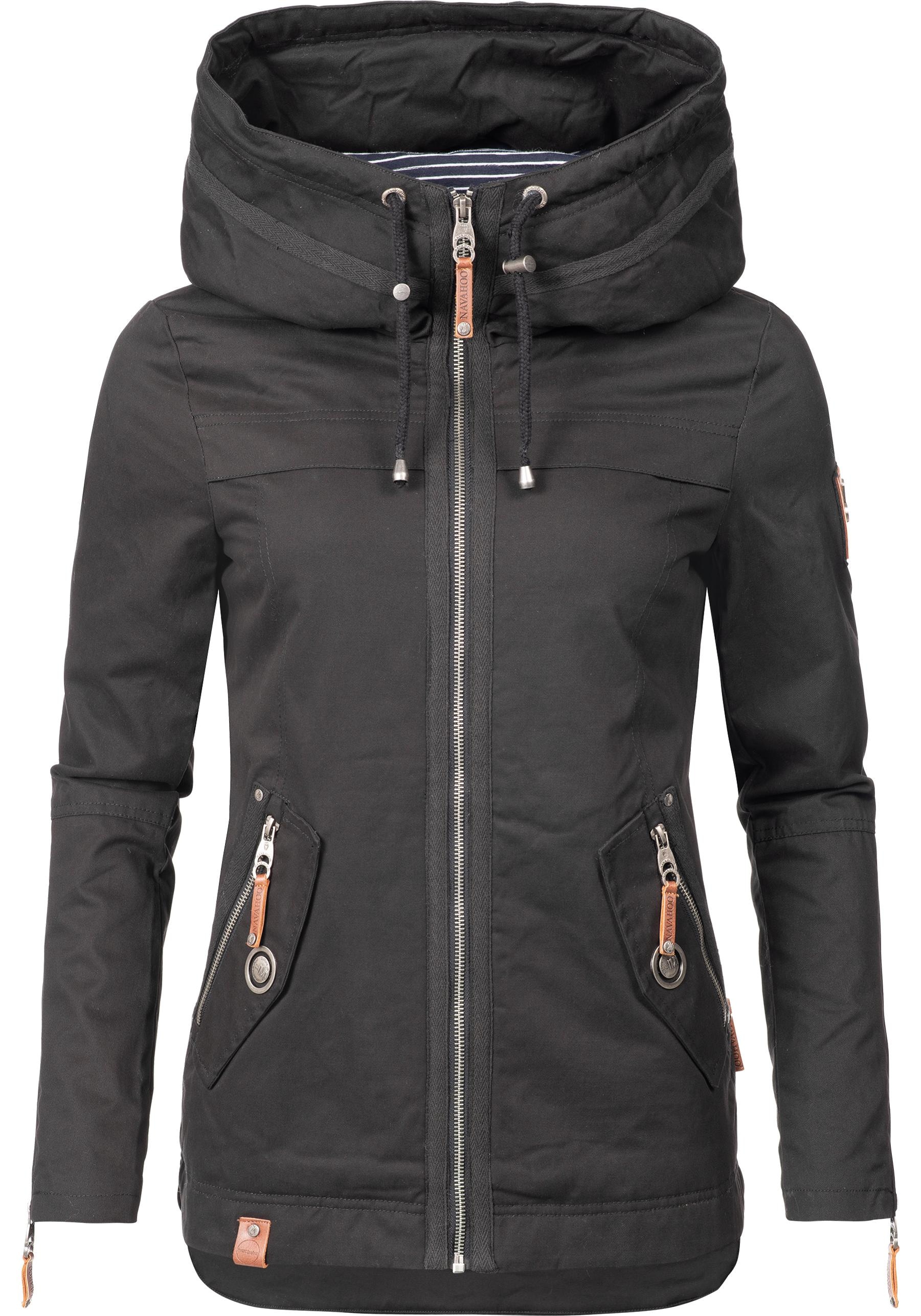 Navahoo Outdoorjacke "Wekoo", mit Kapuze, moderner Damen Übergangsparka aus Baumwolle mit Kapuze