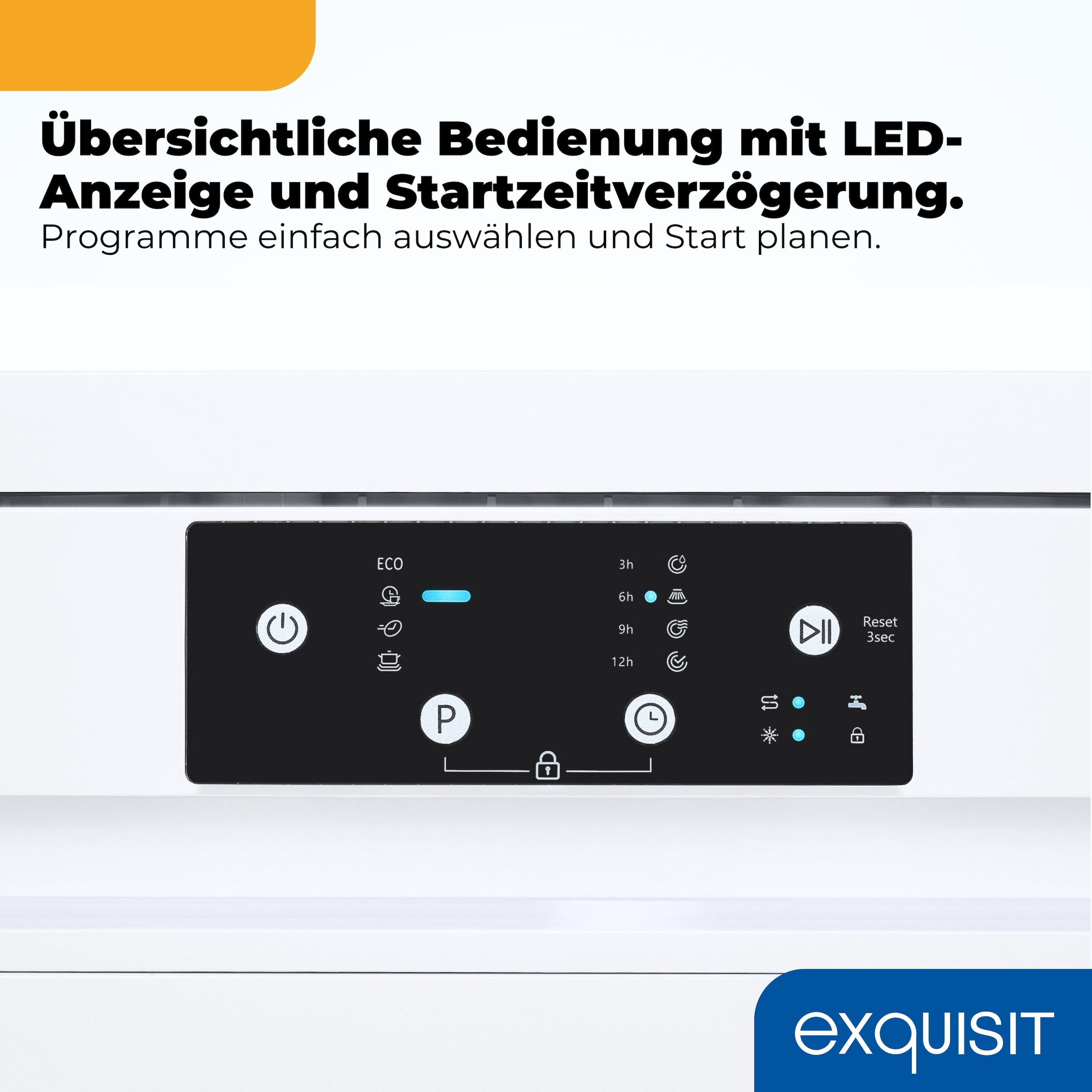 exquisit Standgeschirrspüler 9114 »GSP9114-451D weiss« 11,9 l 14 tlg. Maßgedecke 14 Maßgedecke & flüsterleise 49 dB – stark und angenehm ruhig