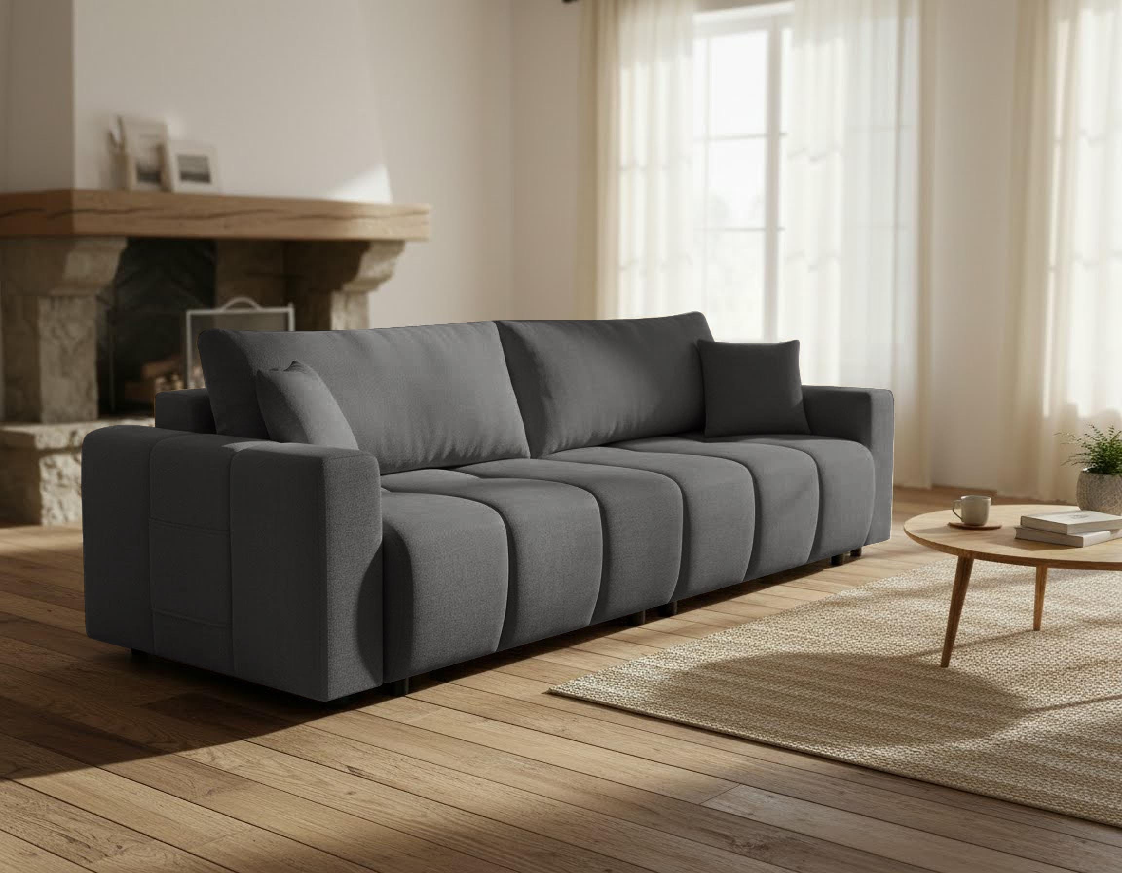 OTTO home Sofa »YLVAA  3-Sitzer, 239 cm - OTTO. Verlässliche Qualität.« Schlaffunktion (132/198), Bettkasten, Feinstruktur-Bezug