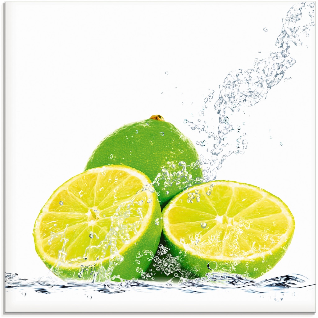 Artland Glasbild »Limette mit Spritzwasser«, Lebensmittel, (1 St.)