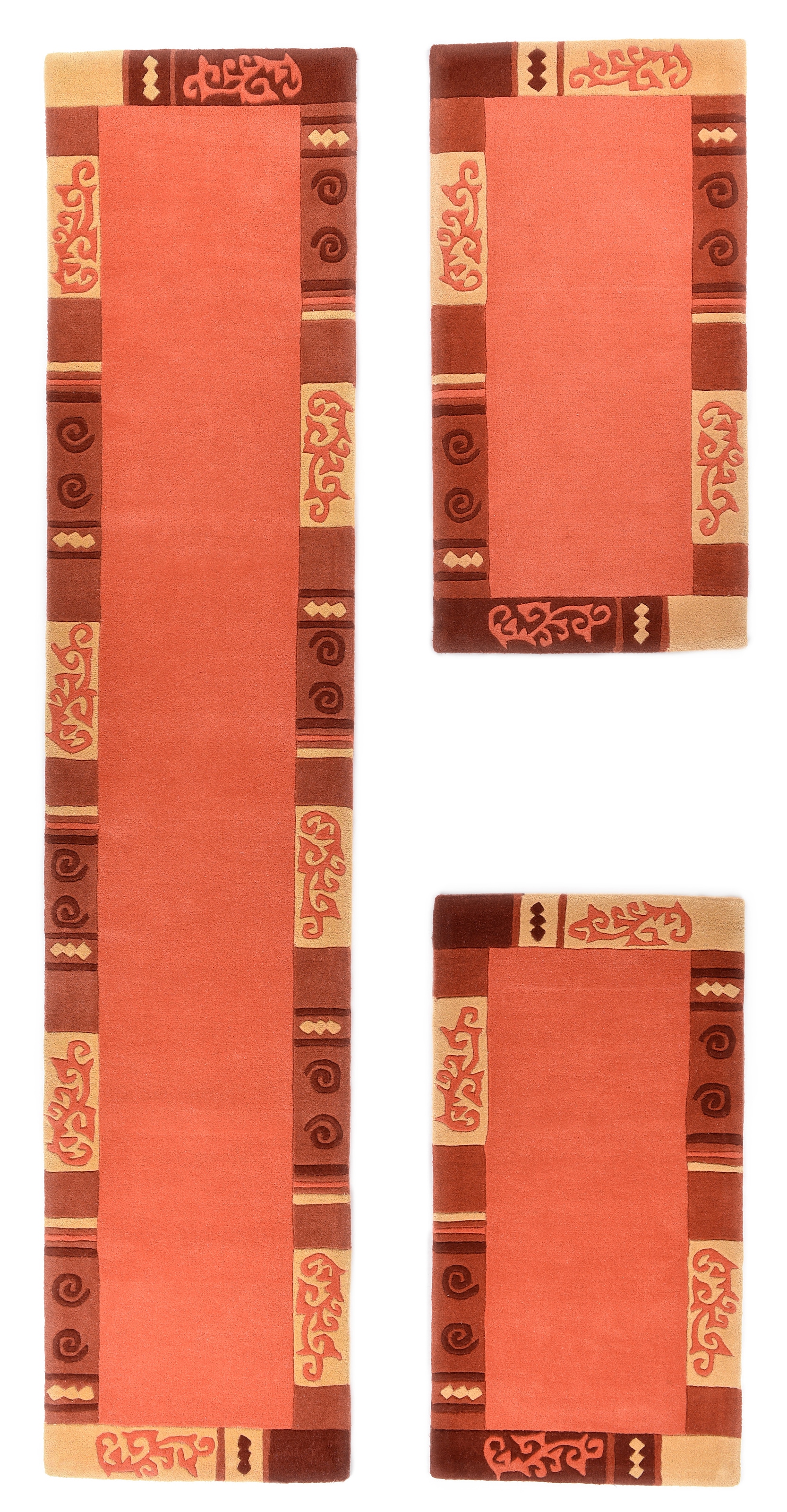 Bettumrandung THEKO, H:14mm, orange, Obermaterial: 100% Schurwolle, Schlafzimmer, Bettumrandungen, "Ambadi", Bettvorleger, reine Wolle, mit Bordüre,